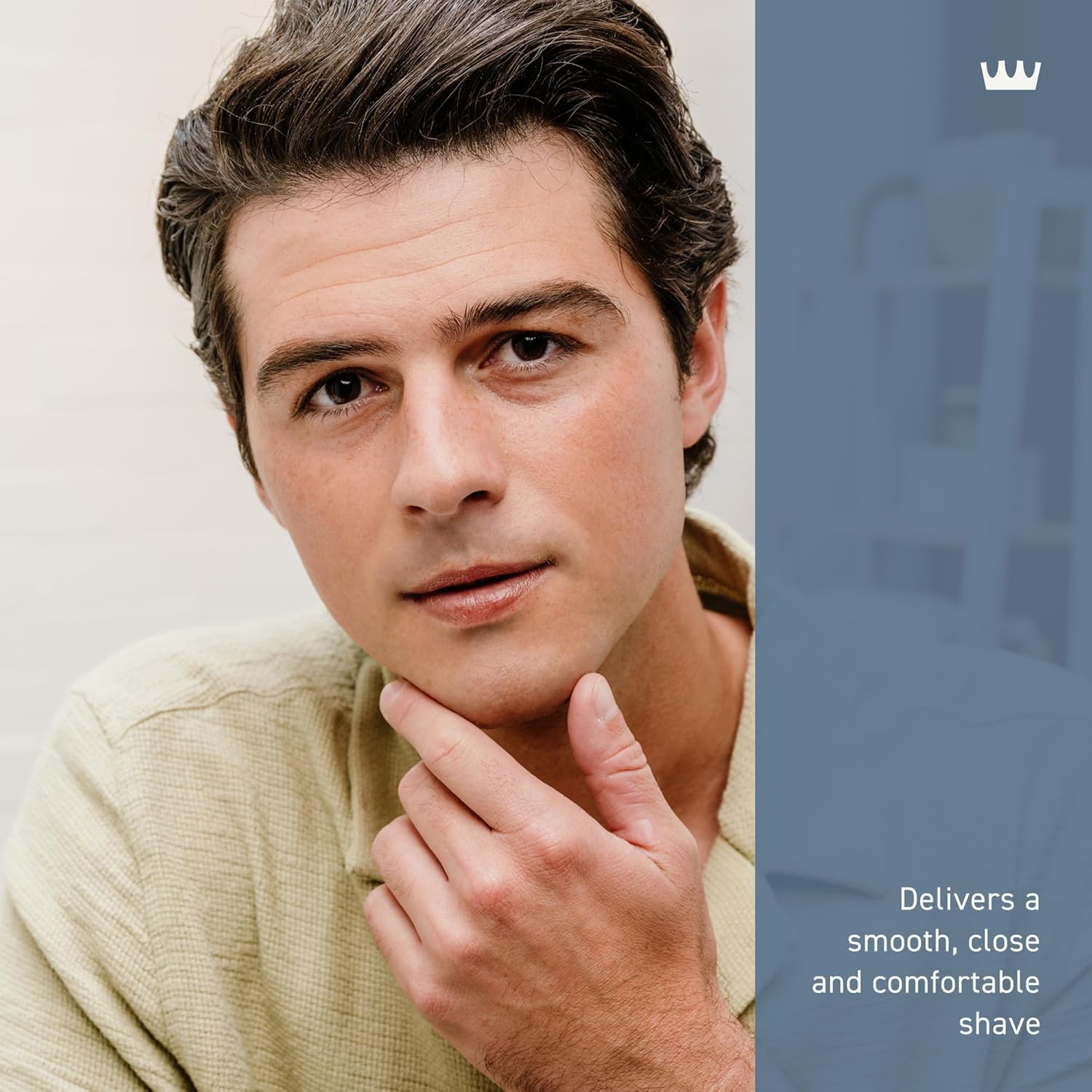 Highlights the product's ability to deliver a smooth, close, and comfortable shave, emphasizing the key benefit to potential customers.