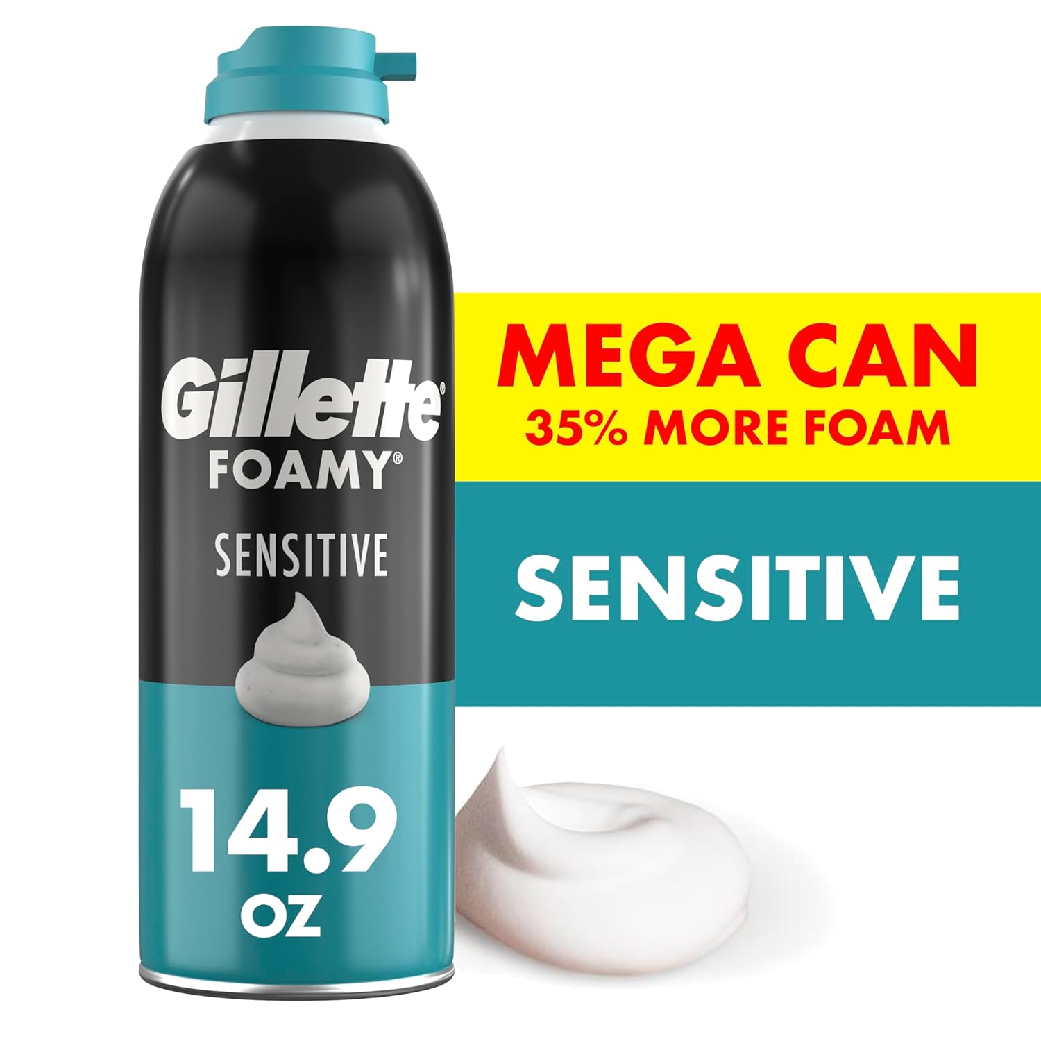 Highlights the larger size of the product, emphasizing 35% more foam and 14.9 oz volume to show better value for money. Emphasizes the product's suitability for sensitive skin, reassuring customers…