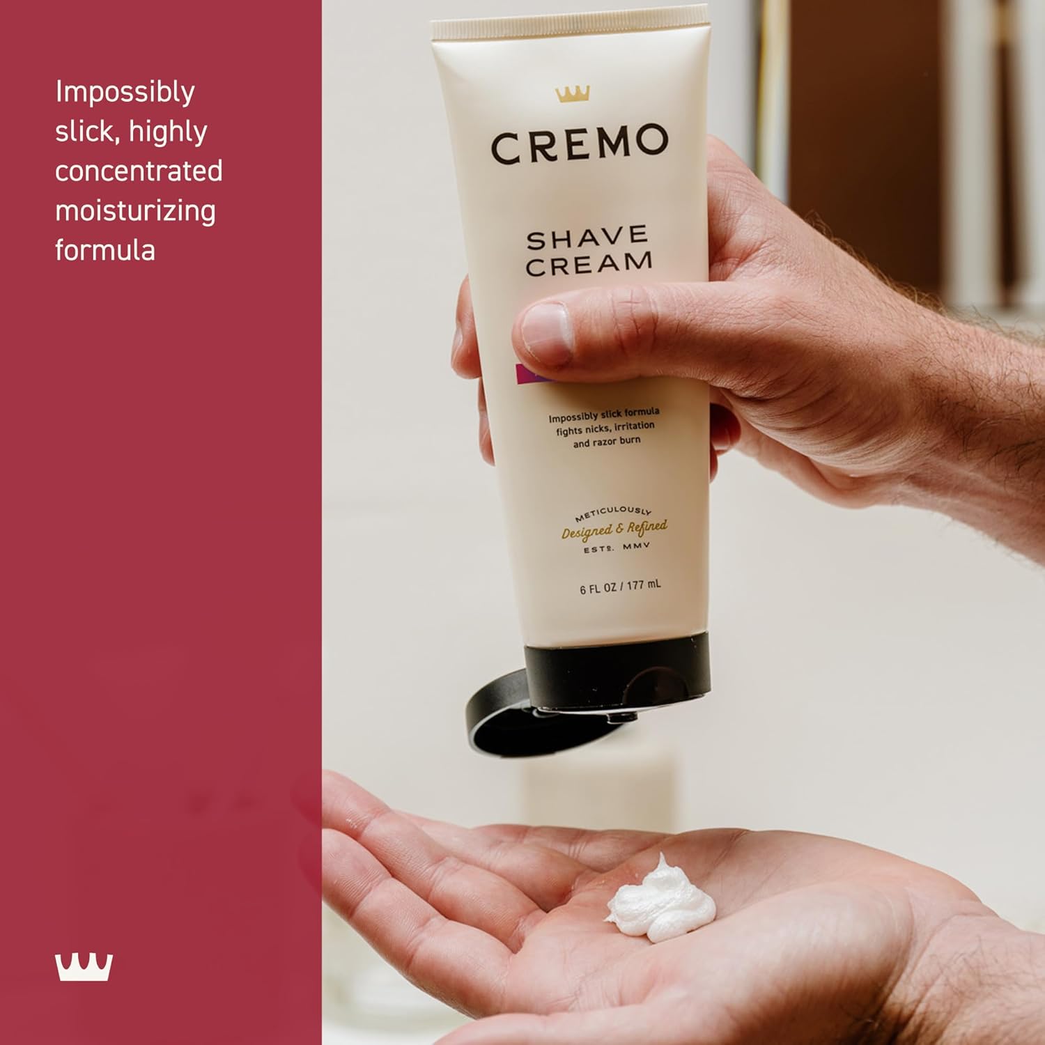 Highlights the product's highly concentrated and moisturizing formula to emphasize its effectiveness for a smooth shave.