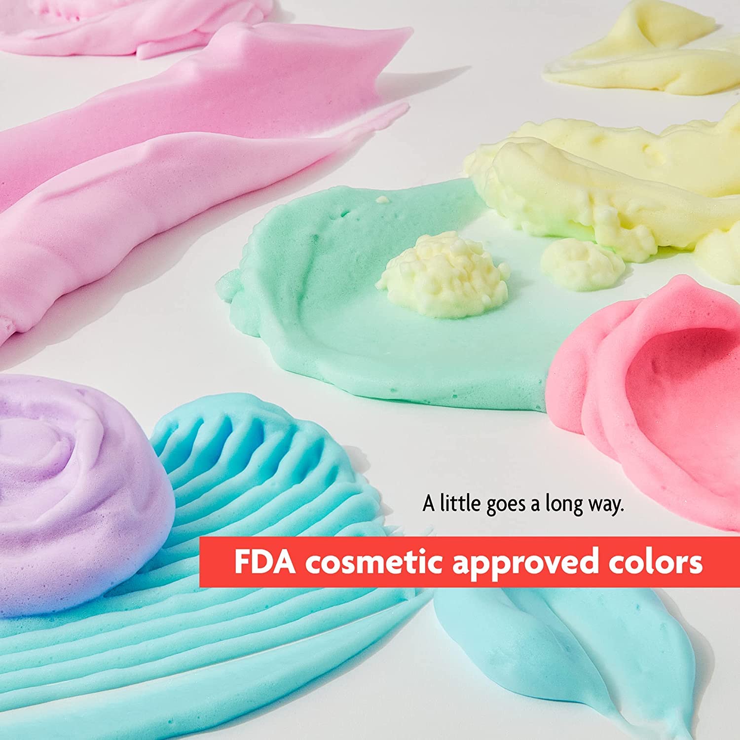 Highlights that the product uses FDA-approved cosmetic colors, reassuring customers about the safety and quality of the ingredients.
