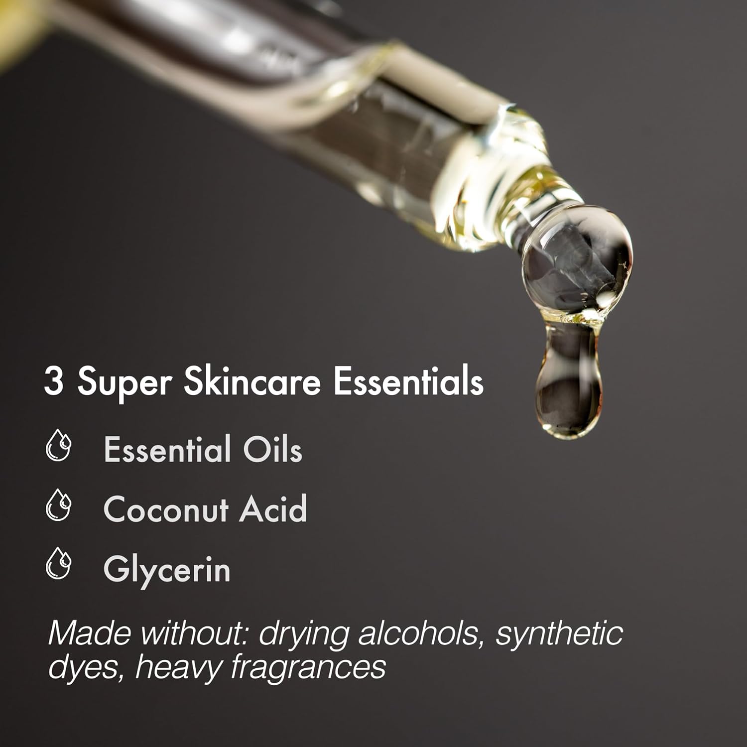 Highlights the key natural ingredients and skin-friendly formulation of the skincare product, emphasizing its benefits and purity.