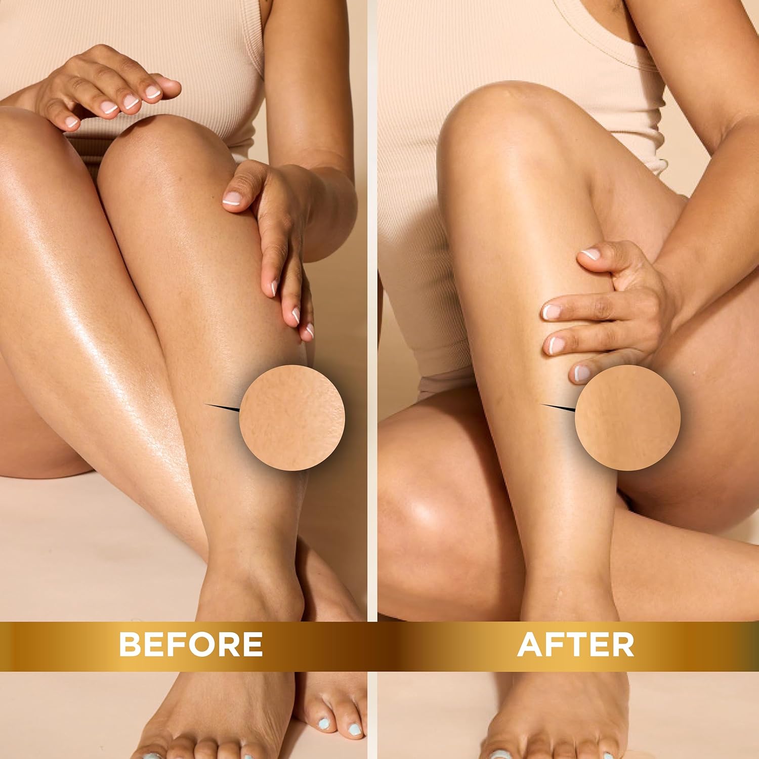 Demonstrates the product's effectiveness in improving skin texture and hydration, showing visible results to convince potential buyers.