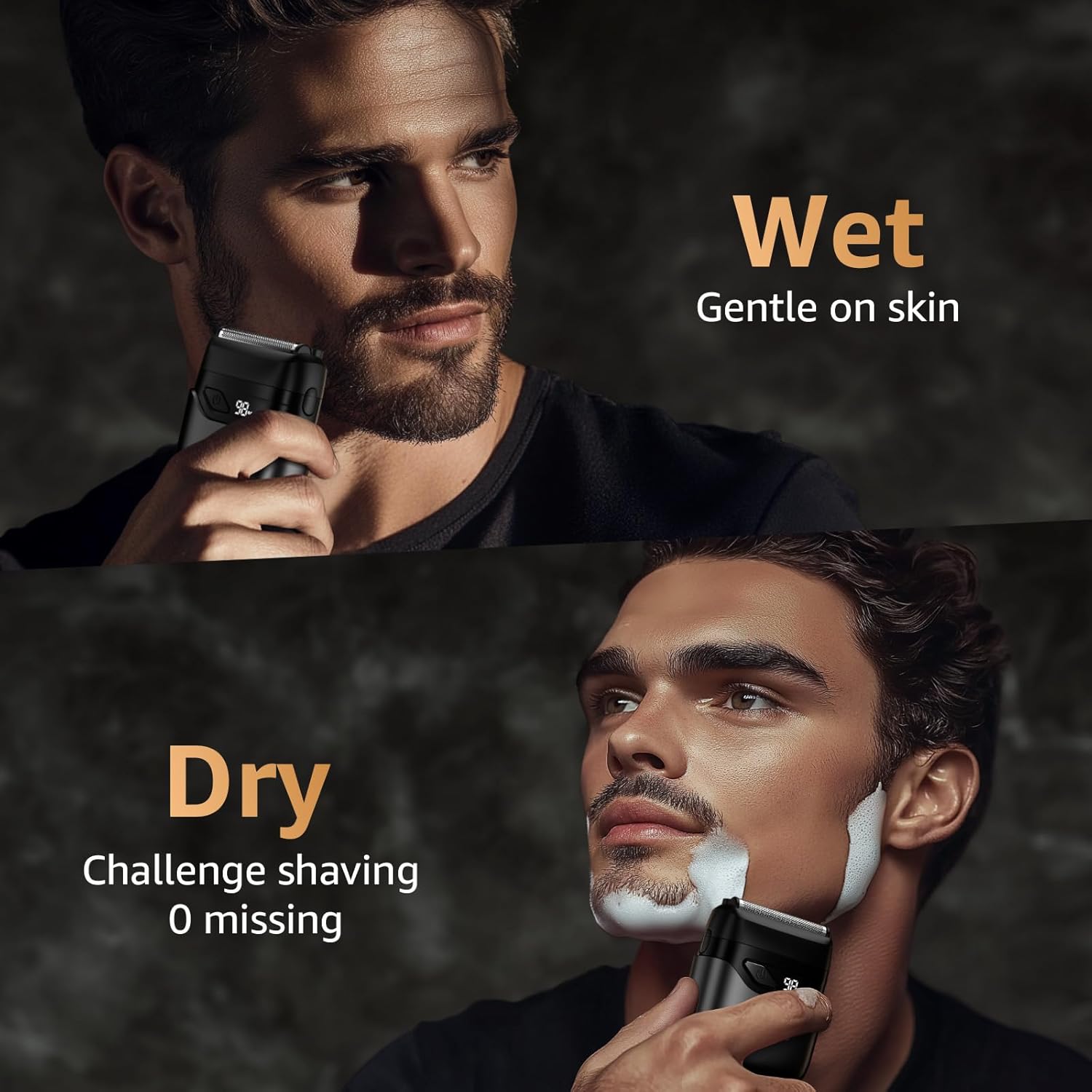 demonstrating that the product can be used on wet or dry skin and still deliver a great result