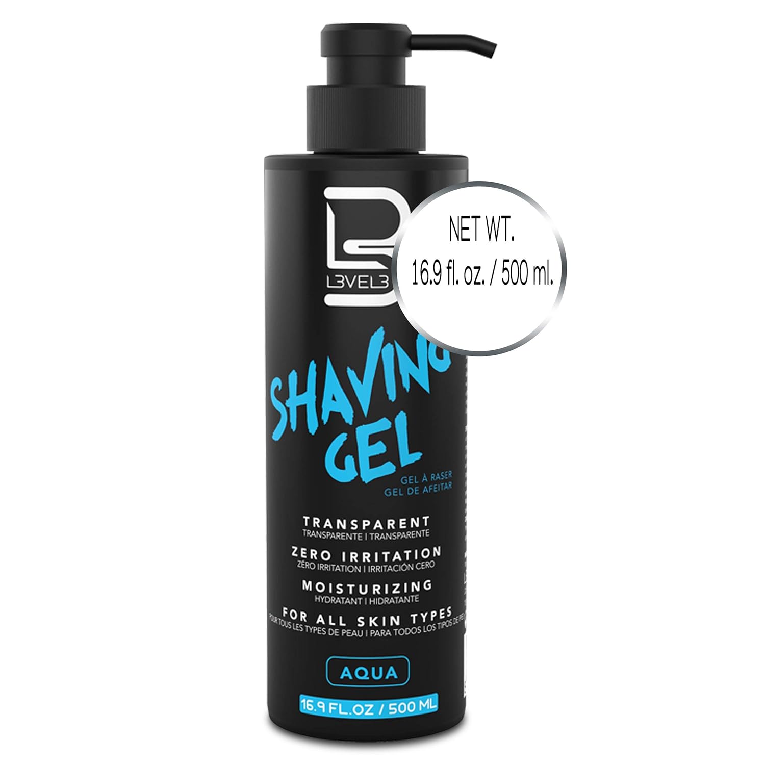 Highlights the large volume of the shaving gel to emphasize value for money.