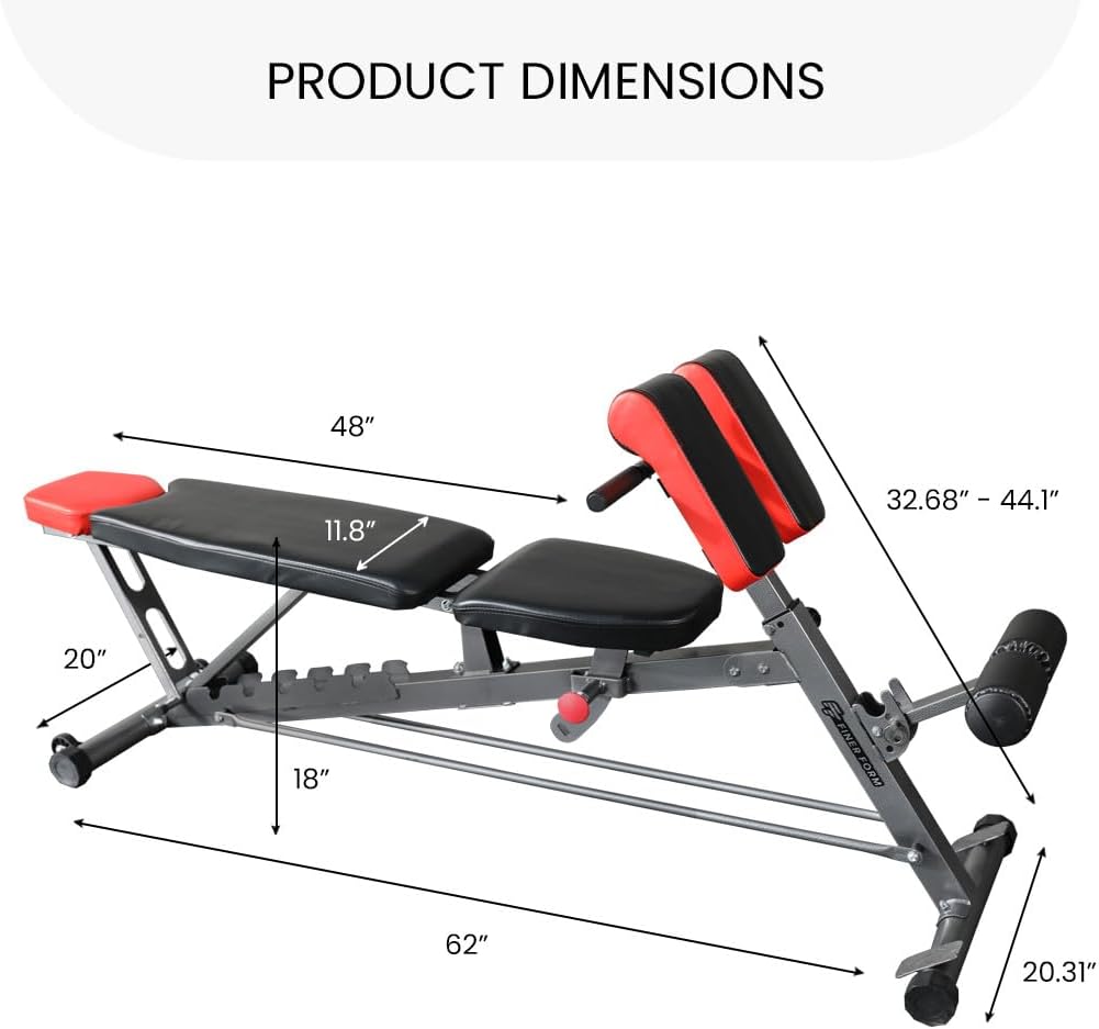 Provides exact measurements of the exercise bench to help shoppers understand its size and fit in their space.