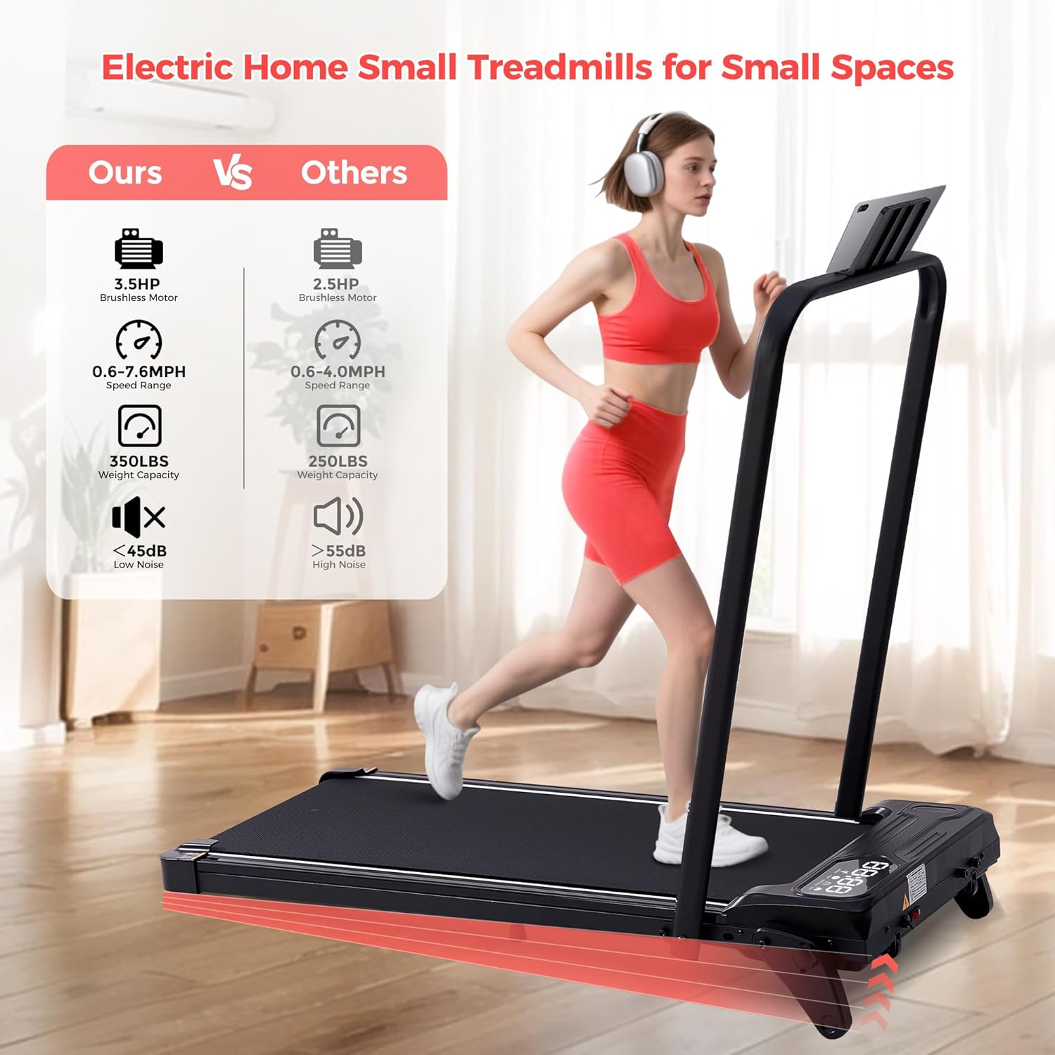 Walking Pad with Handle Bar & 3-Level Incline: Infographics