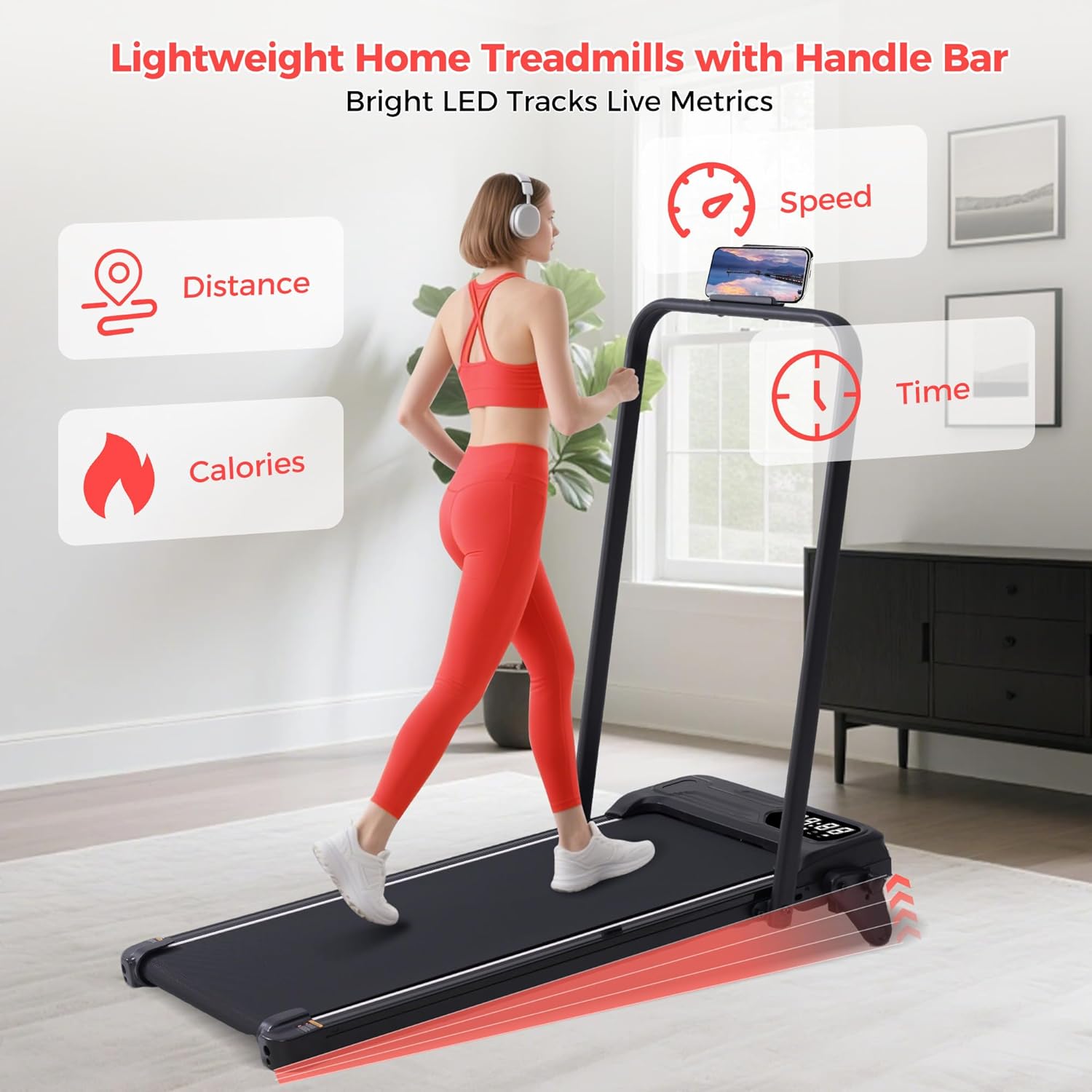 Walking Pad with Handle Bar & 3-Level Incline: Infographics