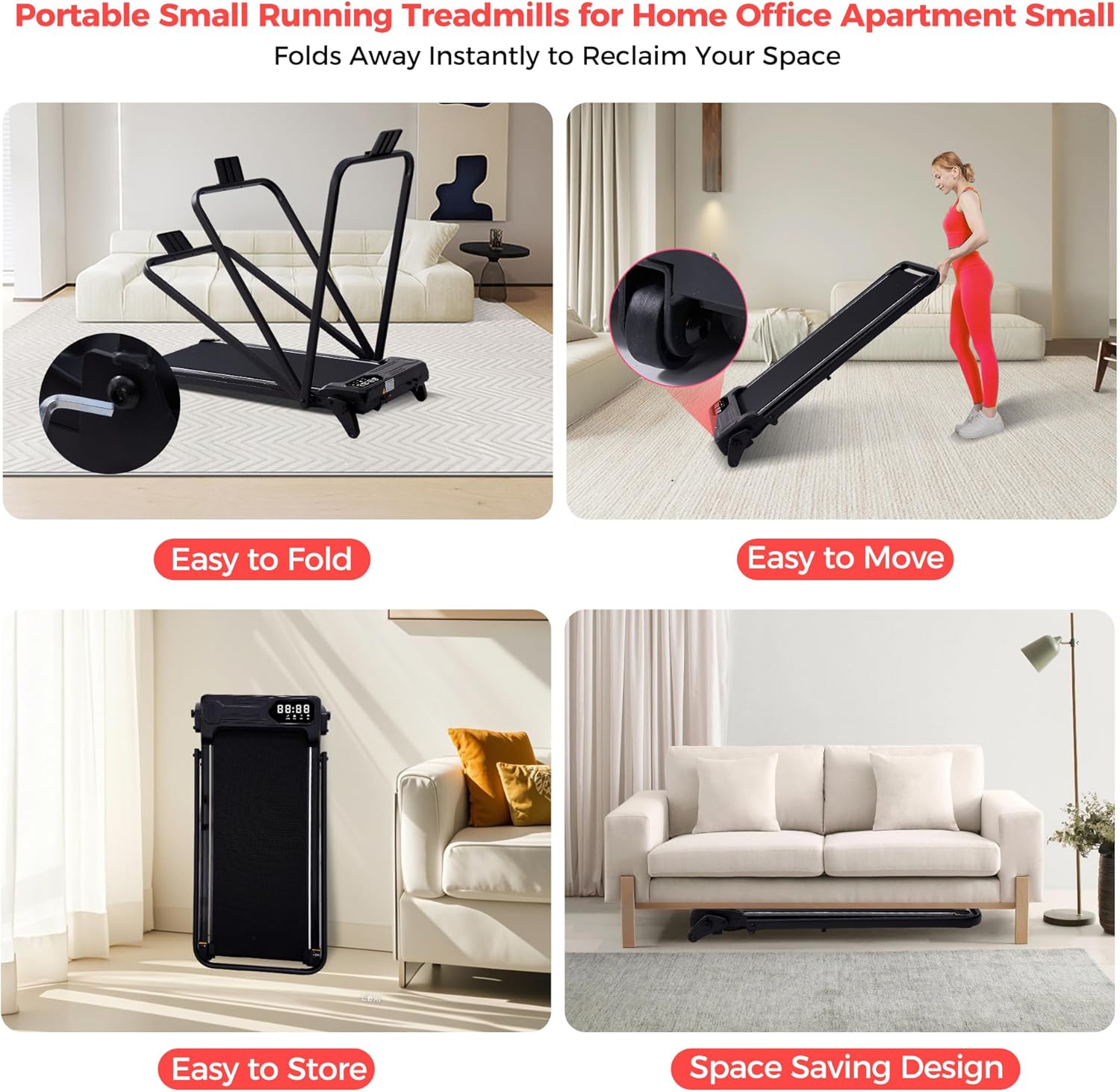 Walking Pad with Handle Bar & 3-Level Incline: Infographics
