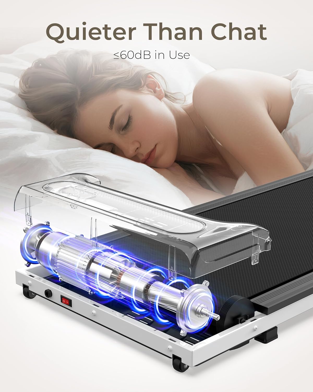 Emphasizes the product's low noise level during use, reassuring customers it won't disturb their sleep.