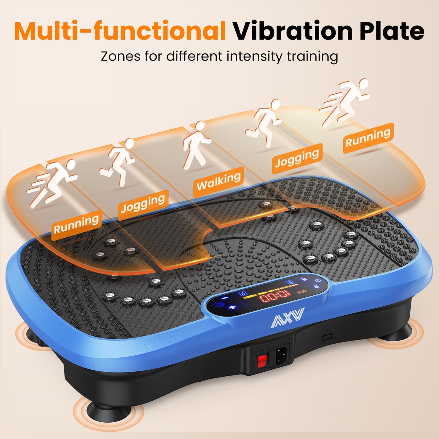Showcases the product's versatility by highlighting different intensity zones for various types of exercise, from walking to running.