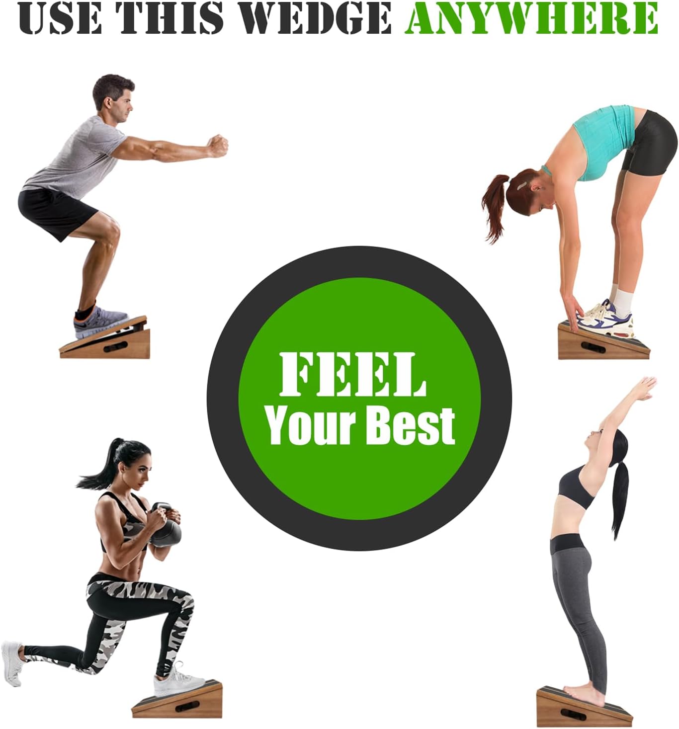 Demonstrates the various ways the wedge can be used for different exercises and fitness routines, showcasing its versatility.