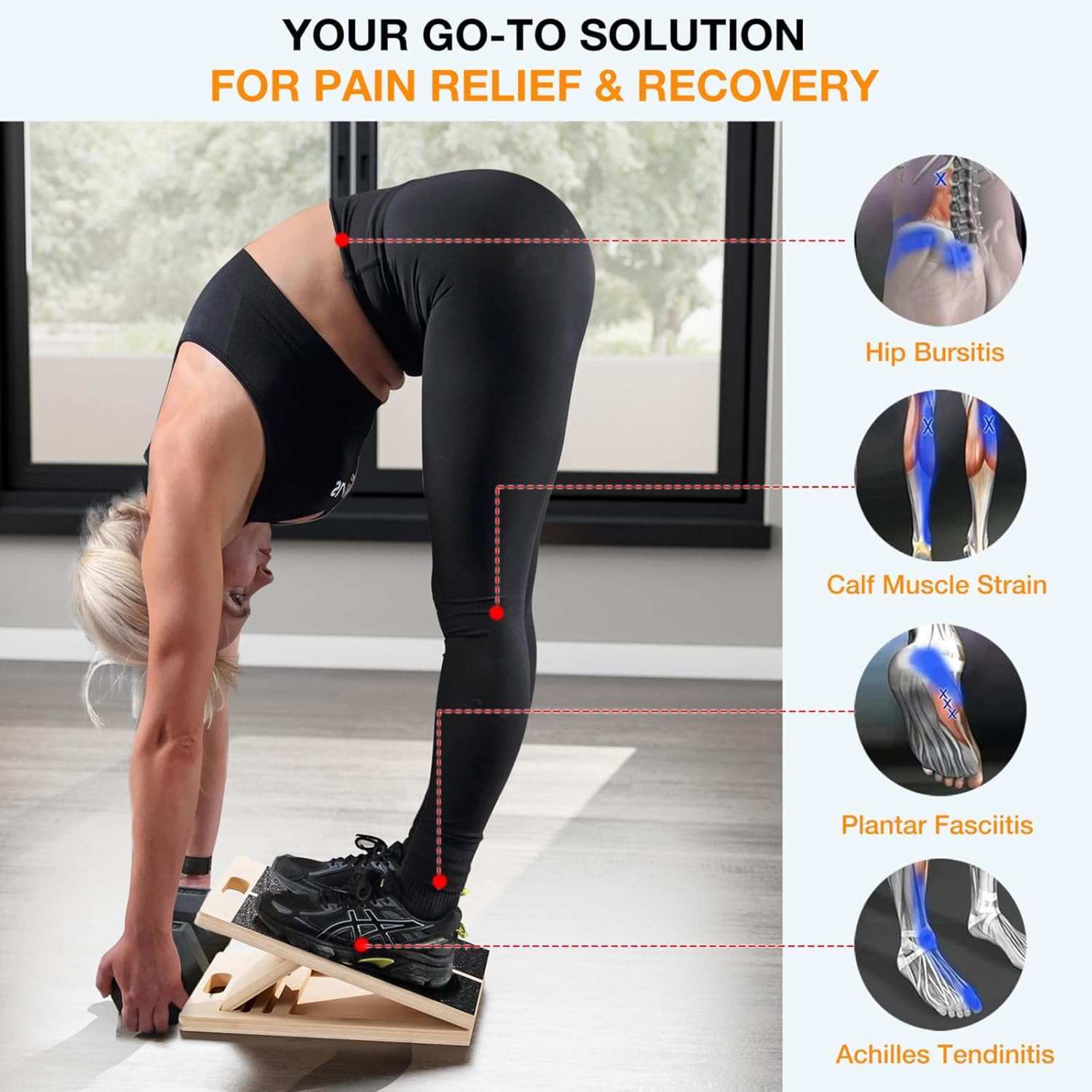 Demonstrates how the product can be used to address multiple types of pain and injuries in different parts of the body. Highlights specific body areas where the product can provide pain relief and…
