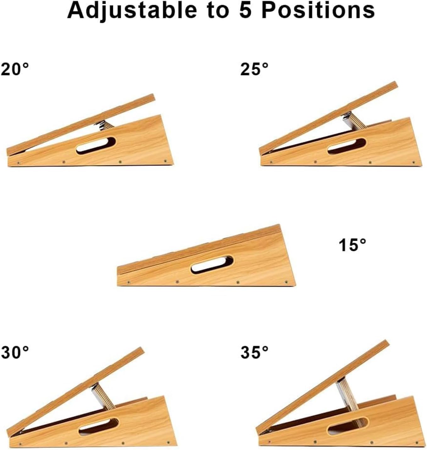Demonstrates the product's adjustability to 5 different angle positions, showing versatility and customization options.