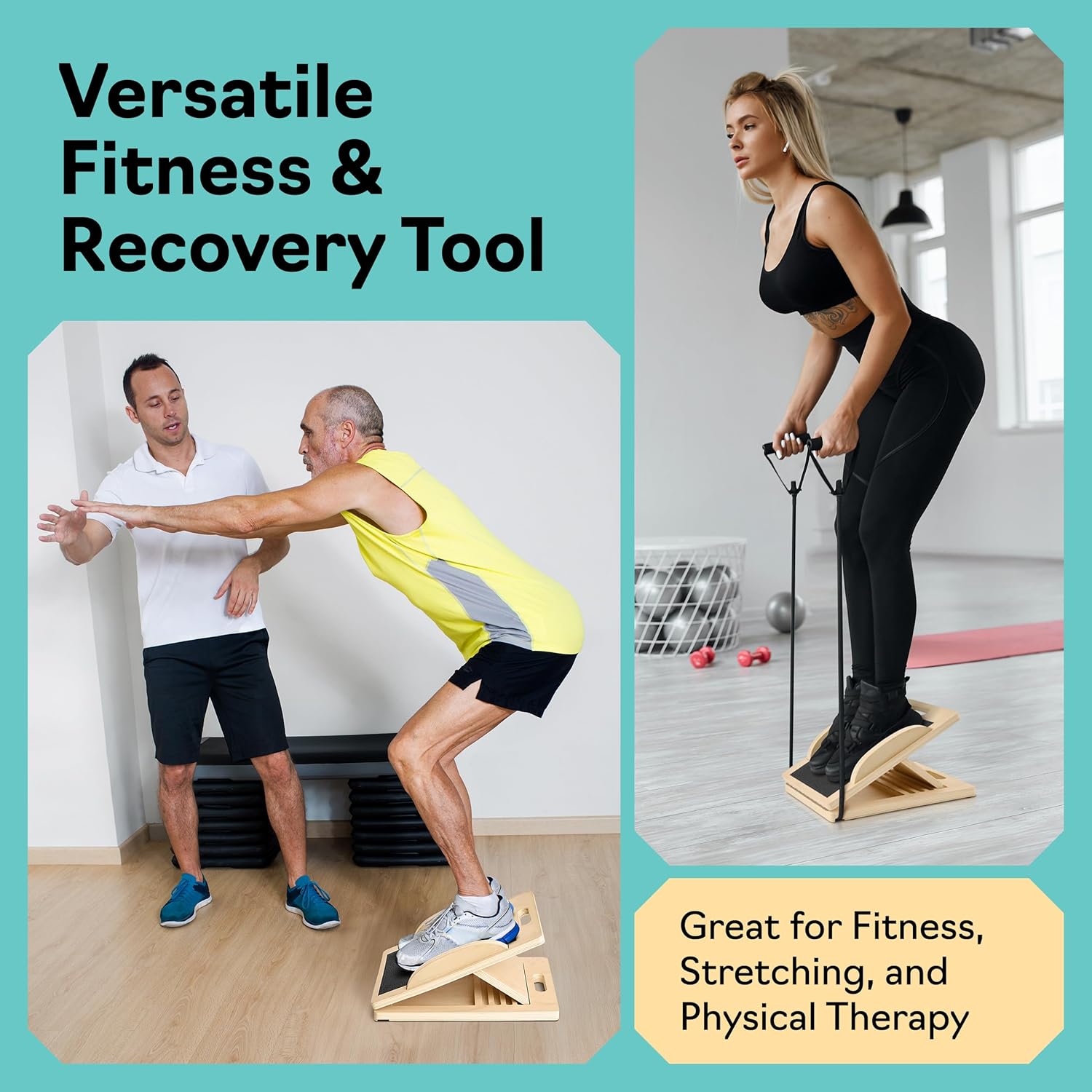 Demonstrates the versatility of the product for different fitness and recovery applications, appealing to a wide range of potential users.