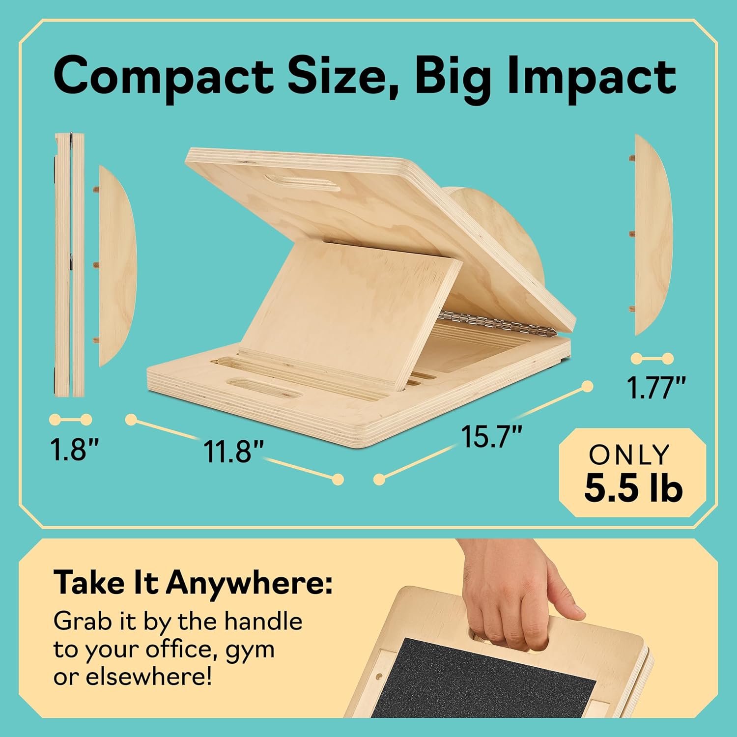 Demonstrates the product's small size and light weight, emphasizing its portability and convenience. Shows that the product can be easily taken to various locations like office or gym, highlighting…