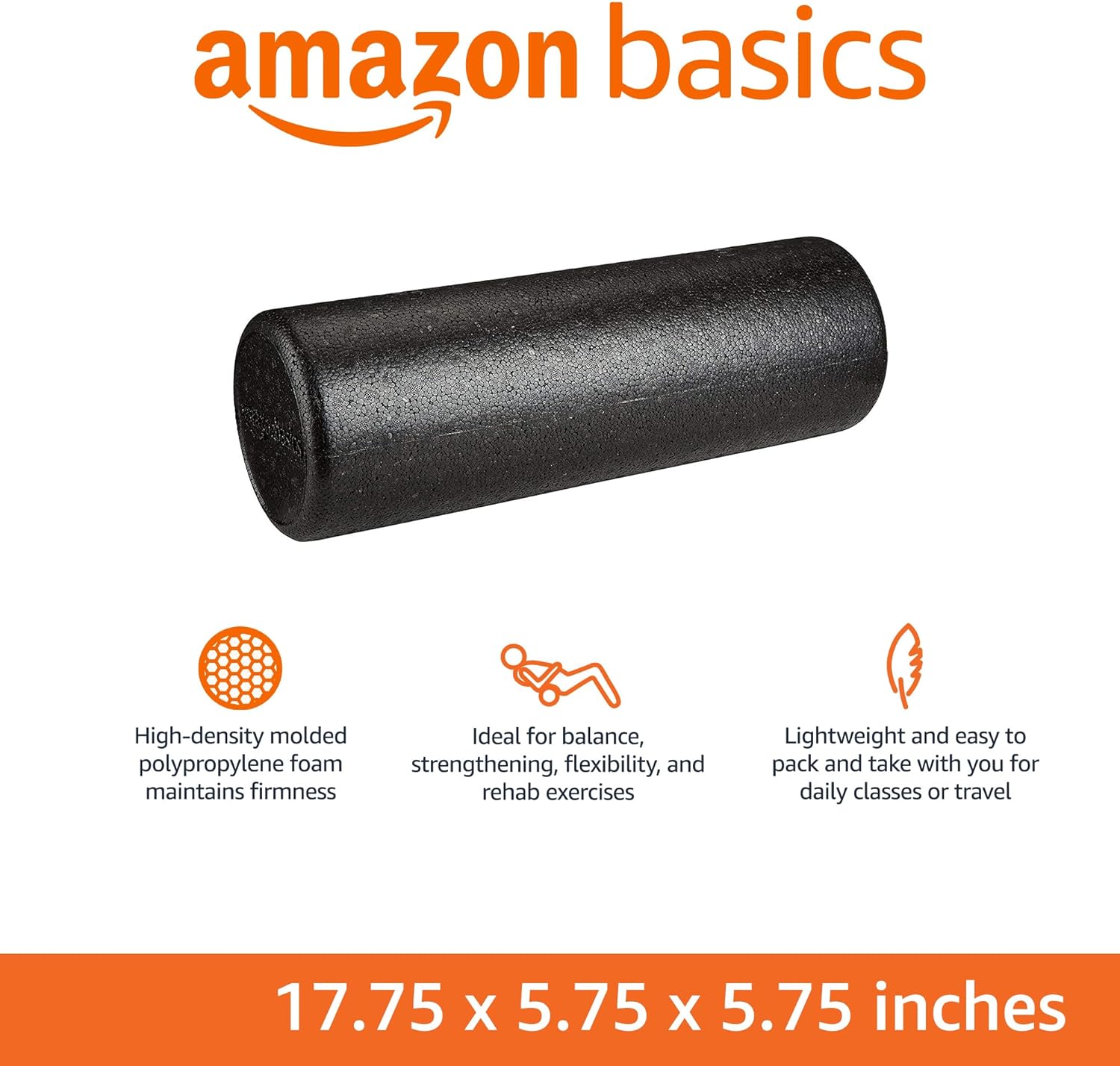 Highlights multiple key features of the foam roller to demonstrate its quality, versatility, and convenience for potential buyers.