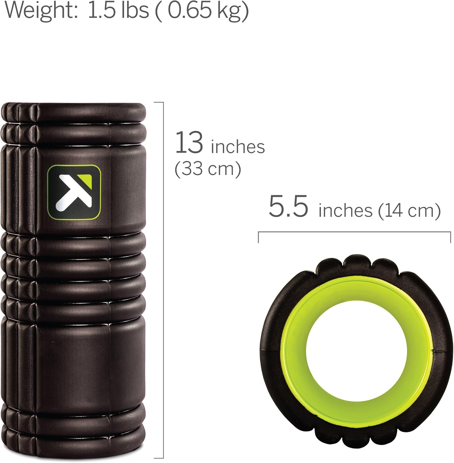 Provides exact measurements and weight of the foam roller to help customers understand its size and portability.