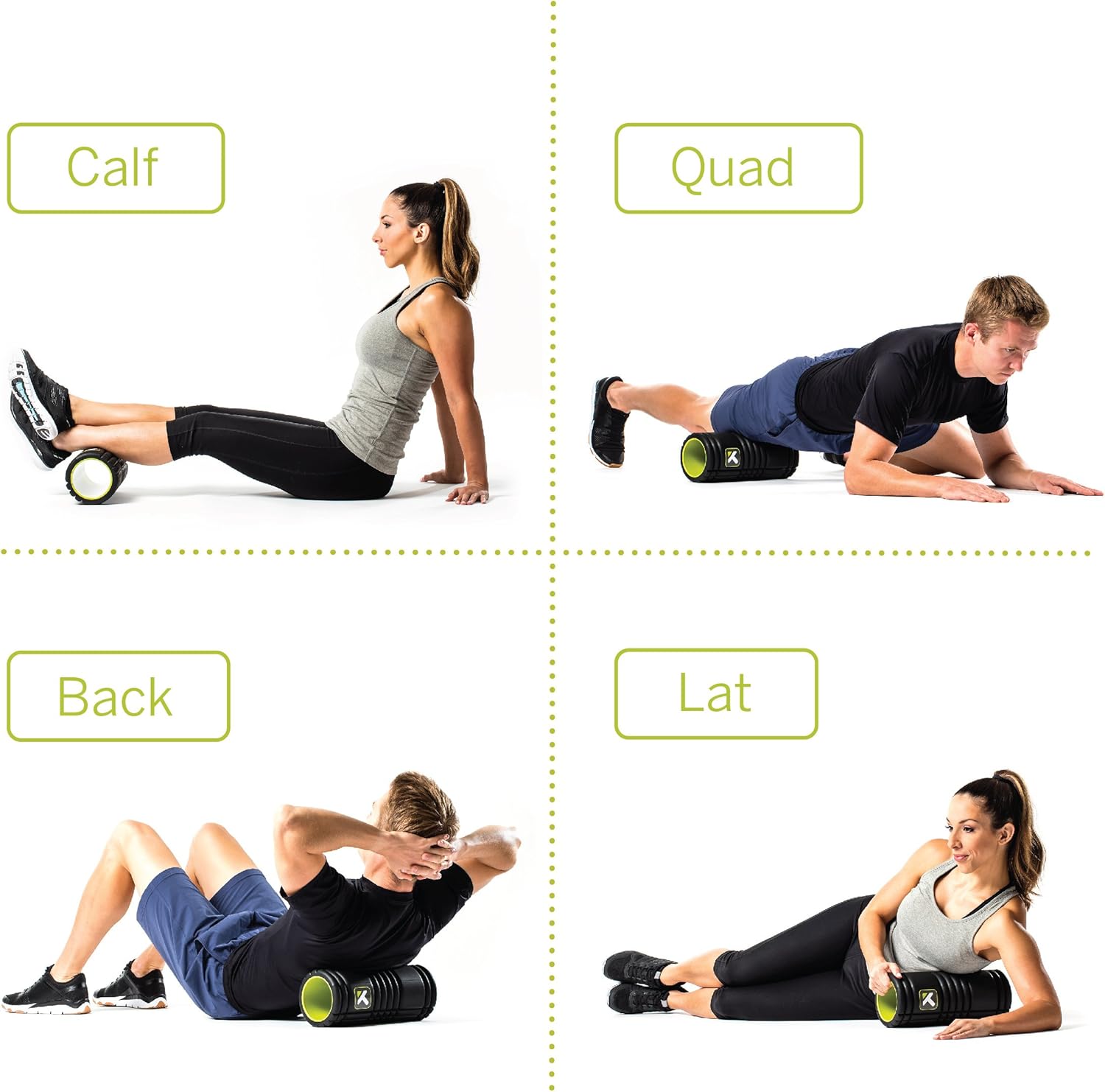 Shows the various applications of how the foam roller can be used. Shows the different areas of the body that can be streched. 

Condensed: Body Part Applications 