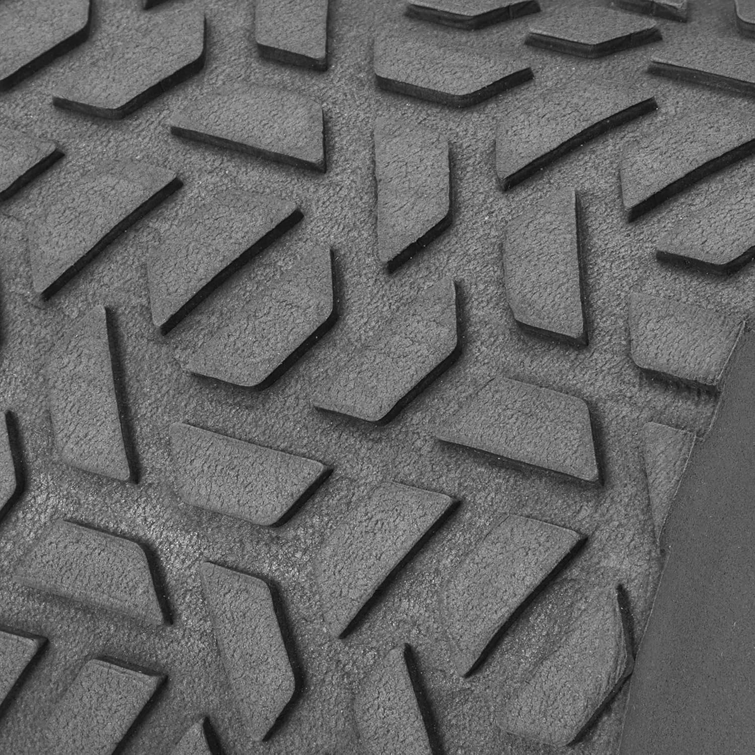 Highlights the product's tread pattern to demonstrate its grip and traction capabilities.