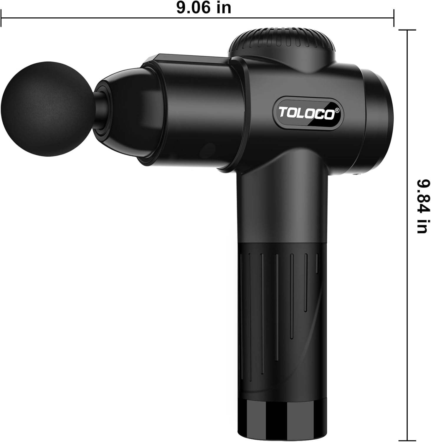 Provides exact measurements of the massage gun to help customers understand its size and portability.