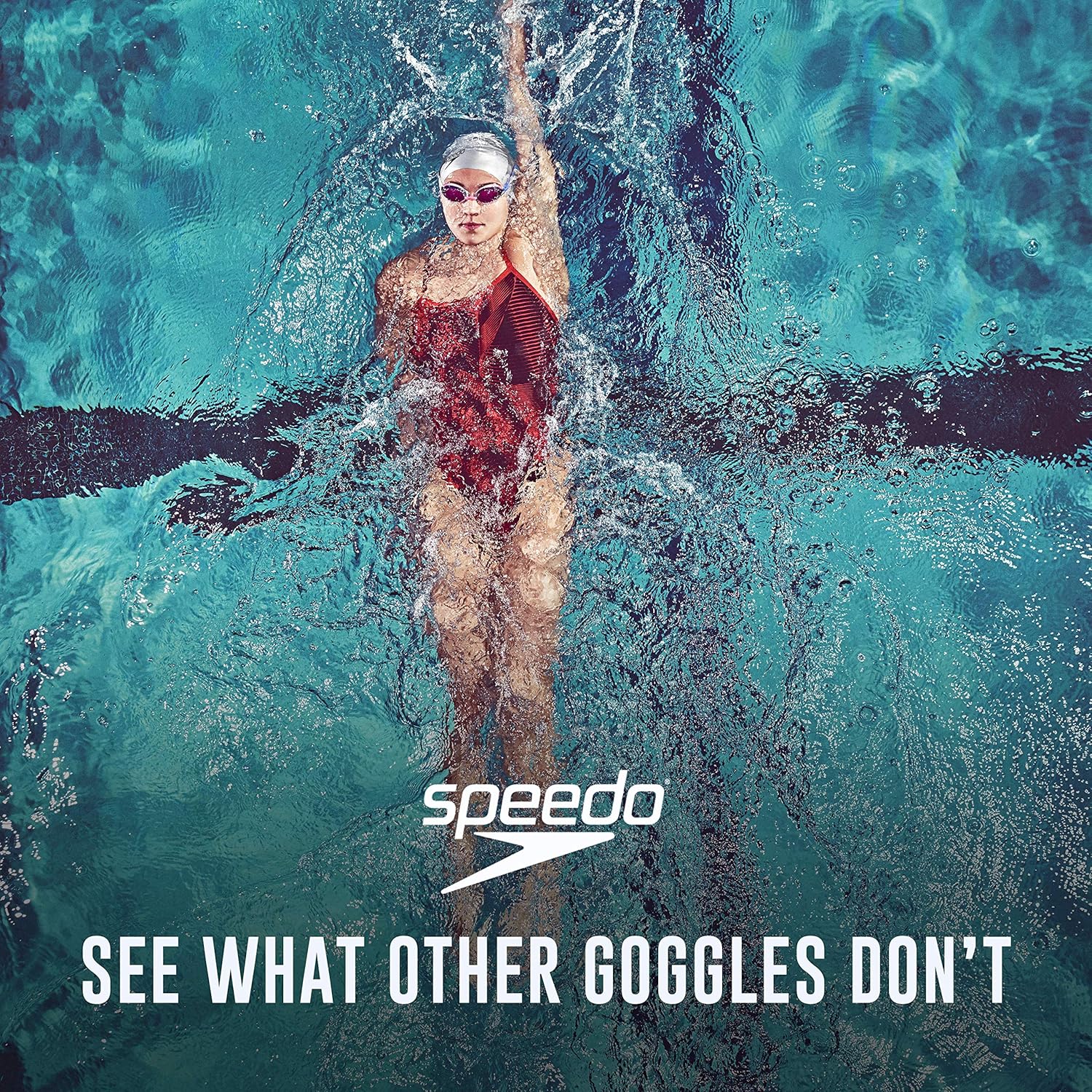 Highlights the superior visibility of Speedo goggles compared to other brands, emphasizing their performance advantage for swimmers. Reinforces Speedo's brand identity as a leader in…