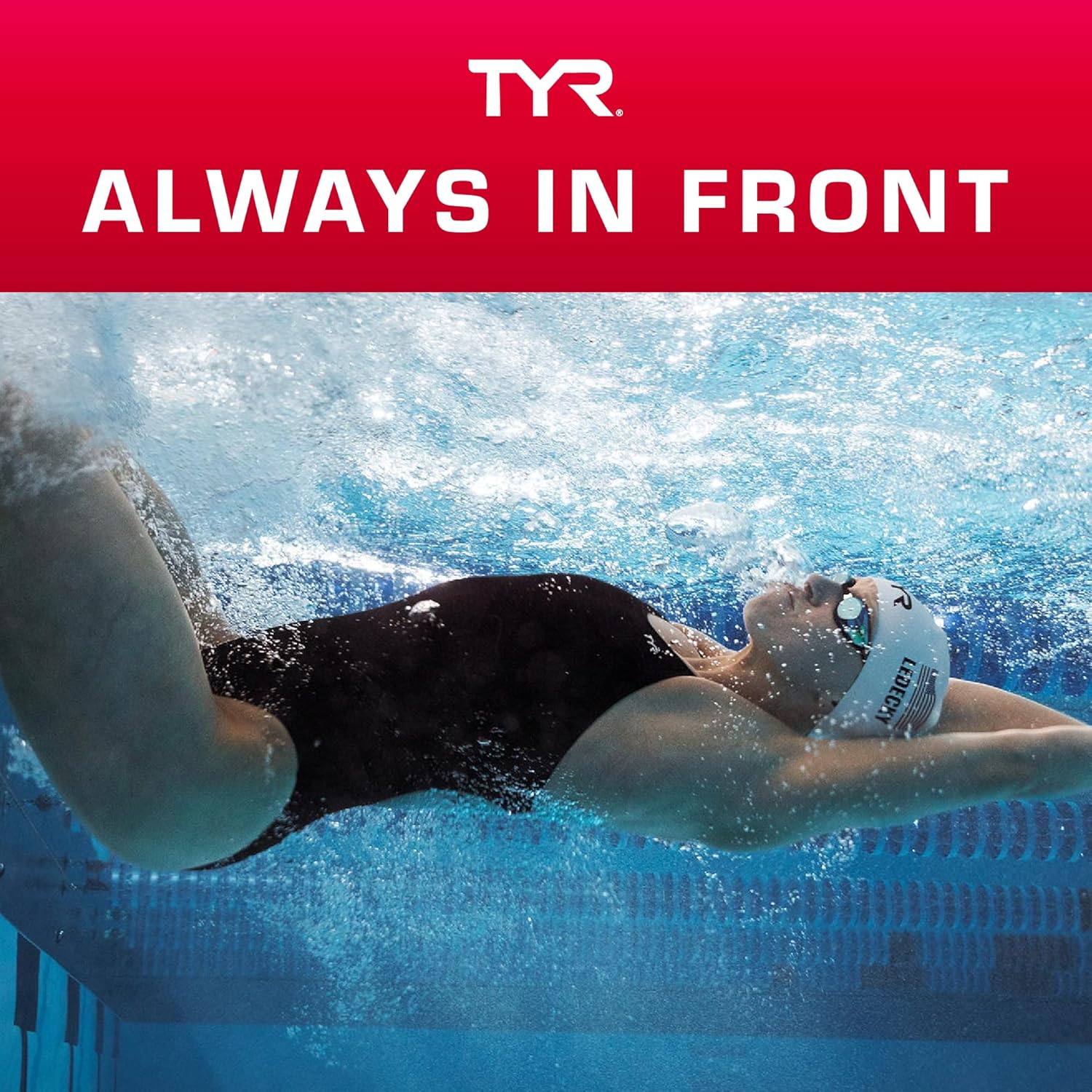 Reinforces TYR's brand positioning as a leader in competitive swimming gear, emphasizing performance and being at the forefront of the sport.