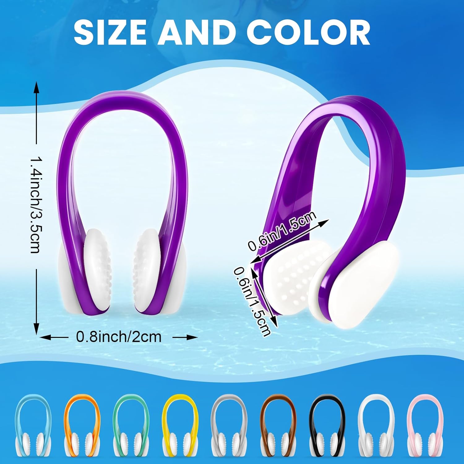 Provides exact measurements of the nose clip to help customers understand its size and fit. Showcases the product's dimensions and available color variations to help customers choose their preferred…