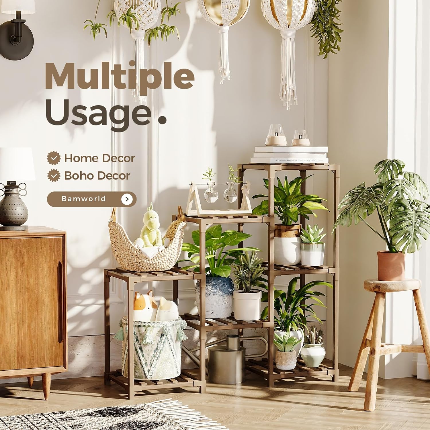 Showcases multiple uses of the product for home and boho-style decoration, demonstrating its versatility in different interior design contexts.