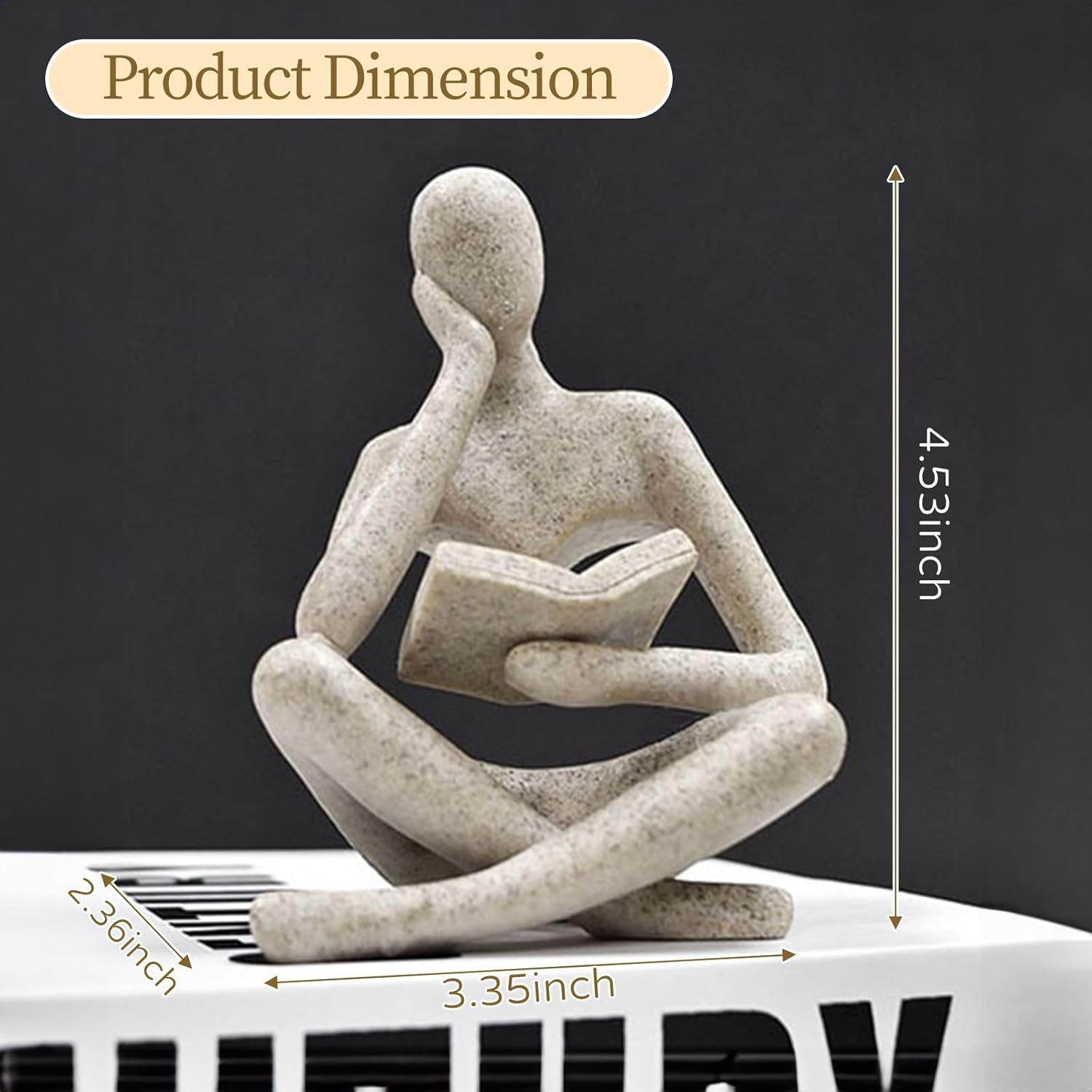 Provides exact measurements of the figurine to help shoppers understand its size and determine if it fits their space or needs.