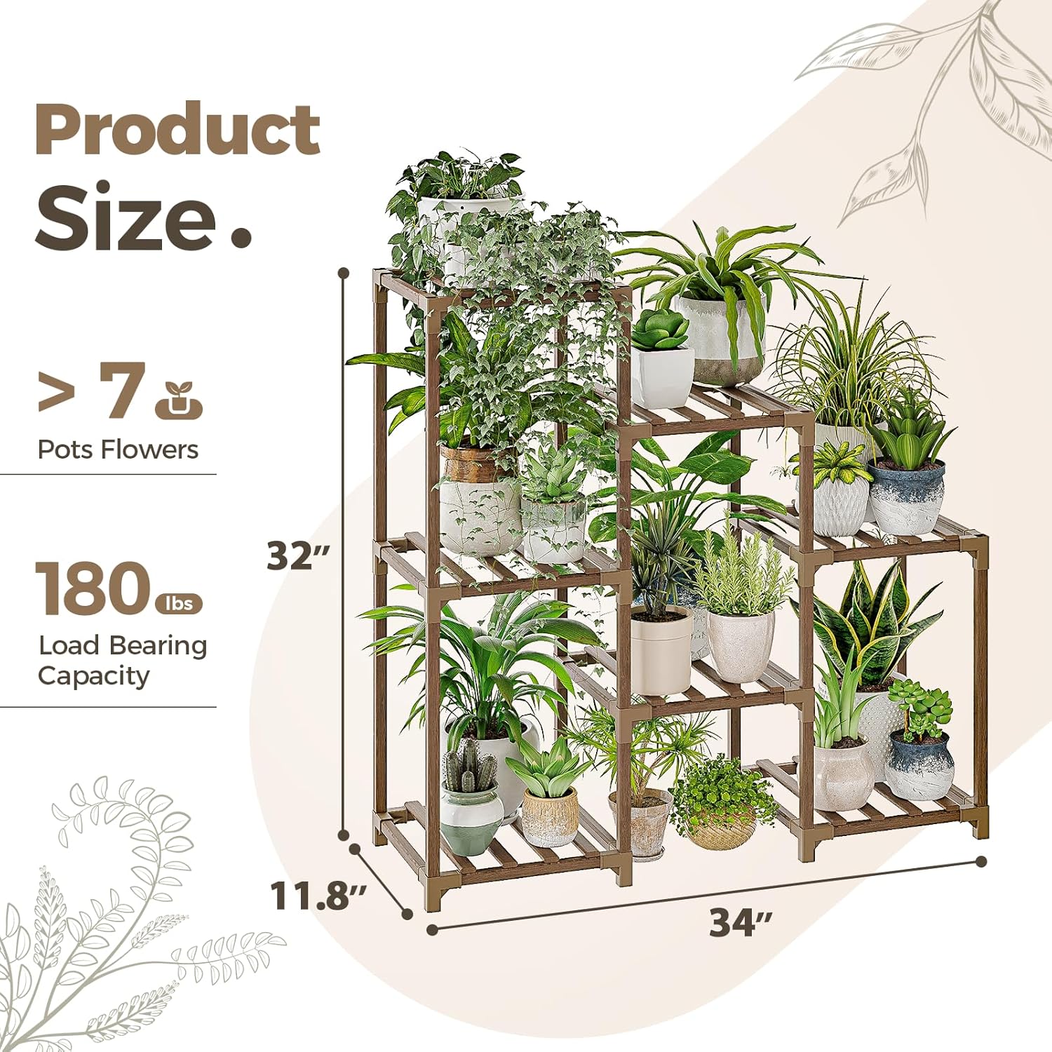 Bamworld Plant Stand Indoor Plant Shelf Outdoor Wood Plant Rack for Multiple Plants 3…: Infographics