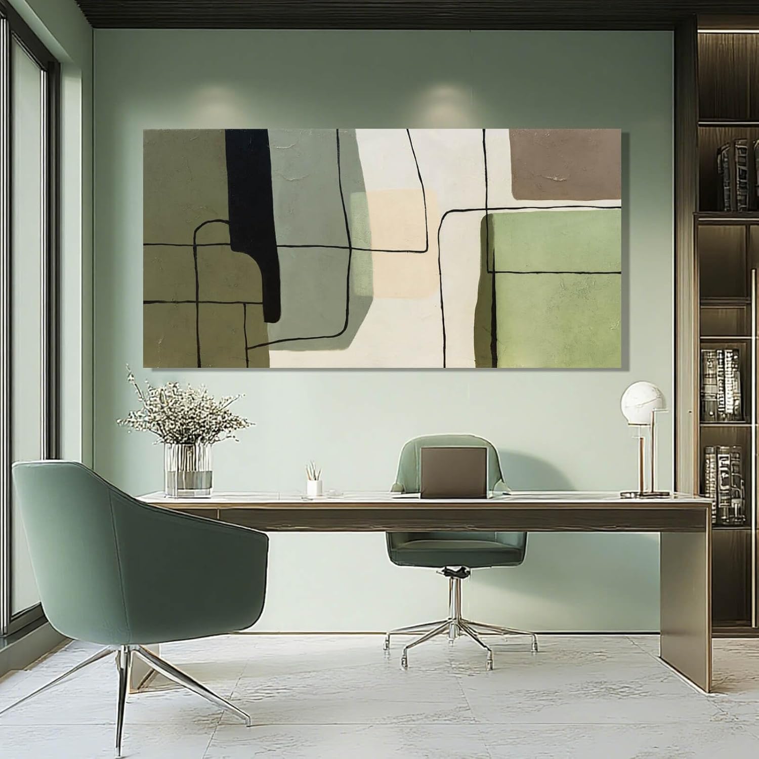 Showcases the product in a stylish, contemporary home office setting to demonstrate how it enhances the aesthetic of a workspace.