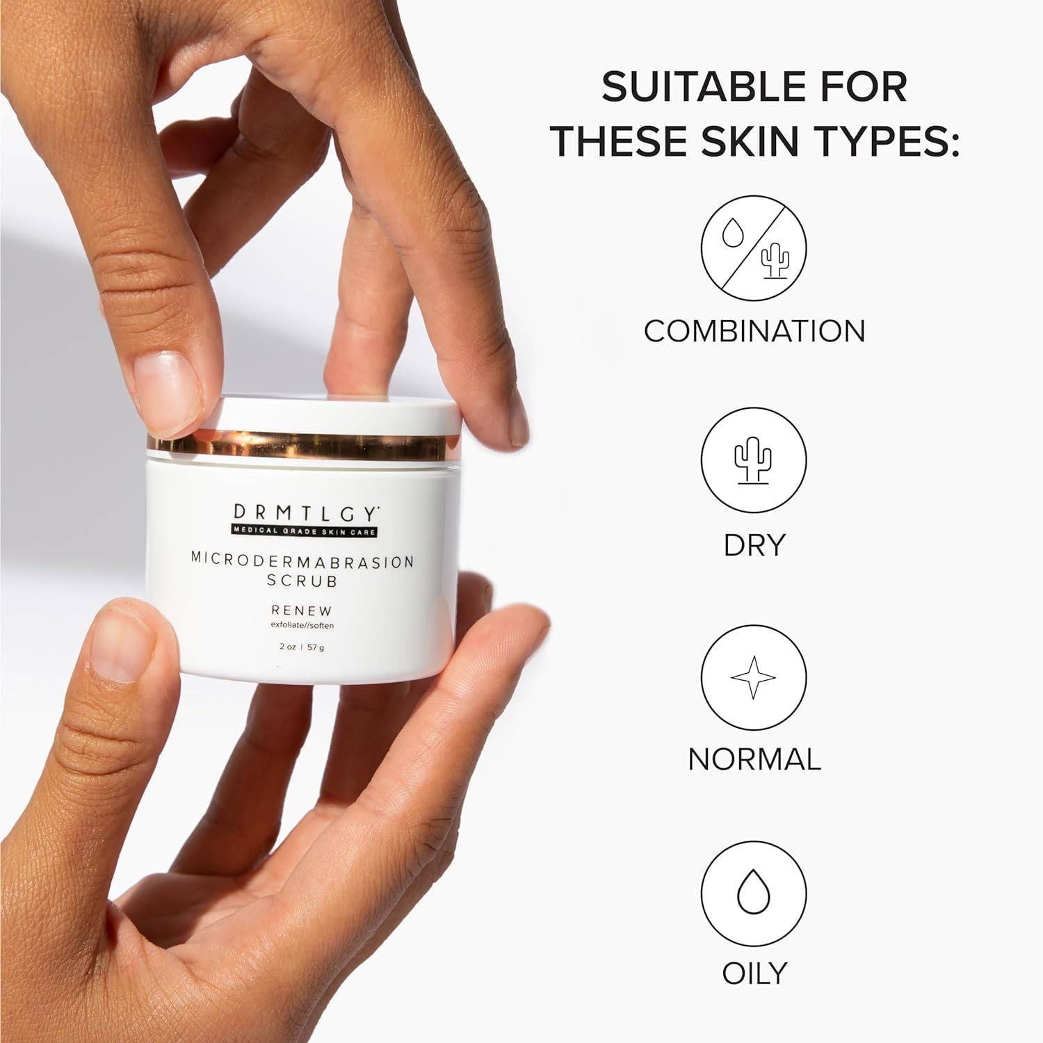 Informs customers about the product's compatibility with various skin types, reassuring potential buyers that the product is safe and effective for their specific skin concerns.
