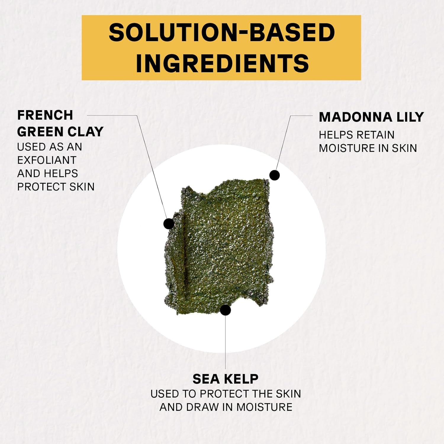 Highlights the main active ingredients in the product and their specific benefits for skin care.