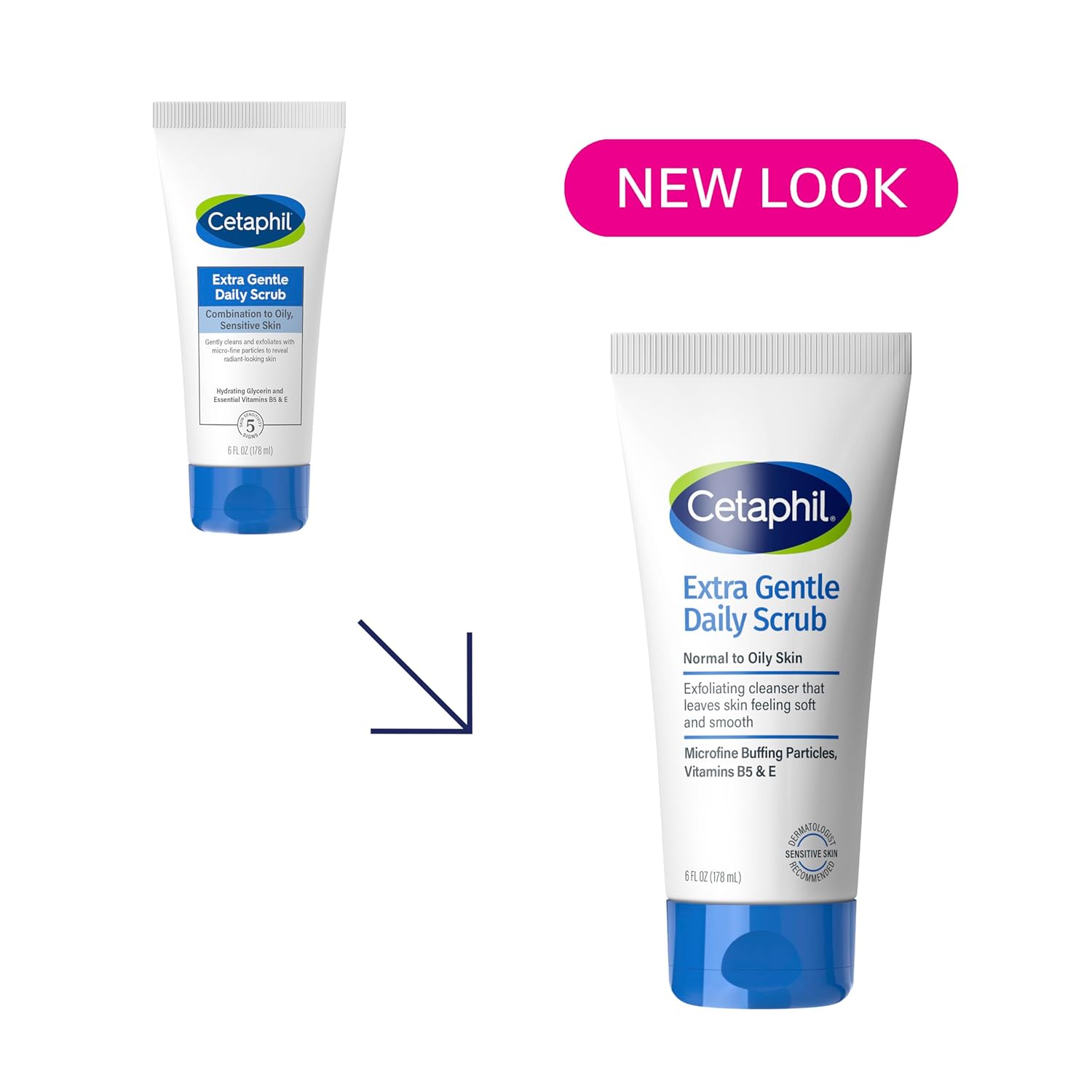 Shows the transition from old to new packaging design, reassuring customers that it's the same trusted product with an updated look.