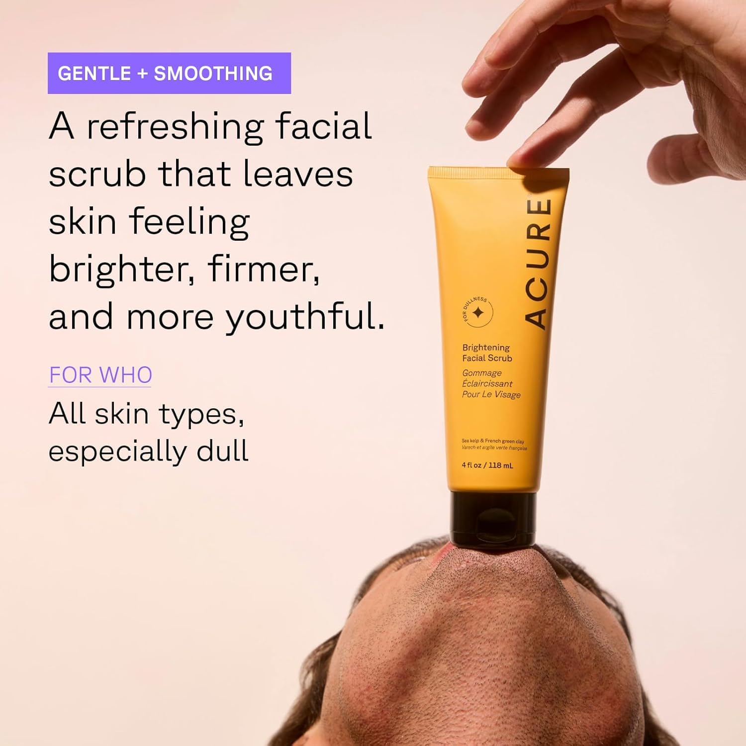 Highlights multiple benefits of the facial scrub to appeal to customers looking for a comprehensive skincare solution.