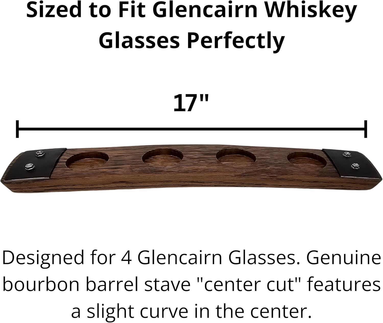 Communicates the exact size of the whiskey glass holder to ensure it fits Glencairn glasses perfectly.