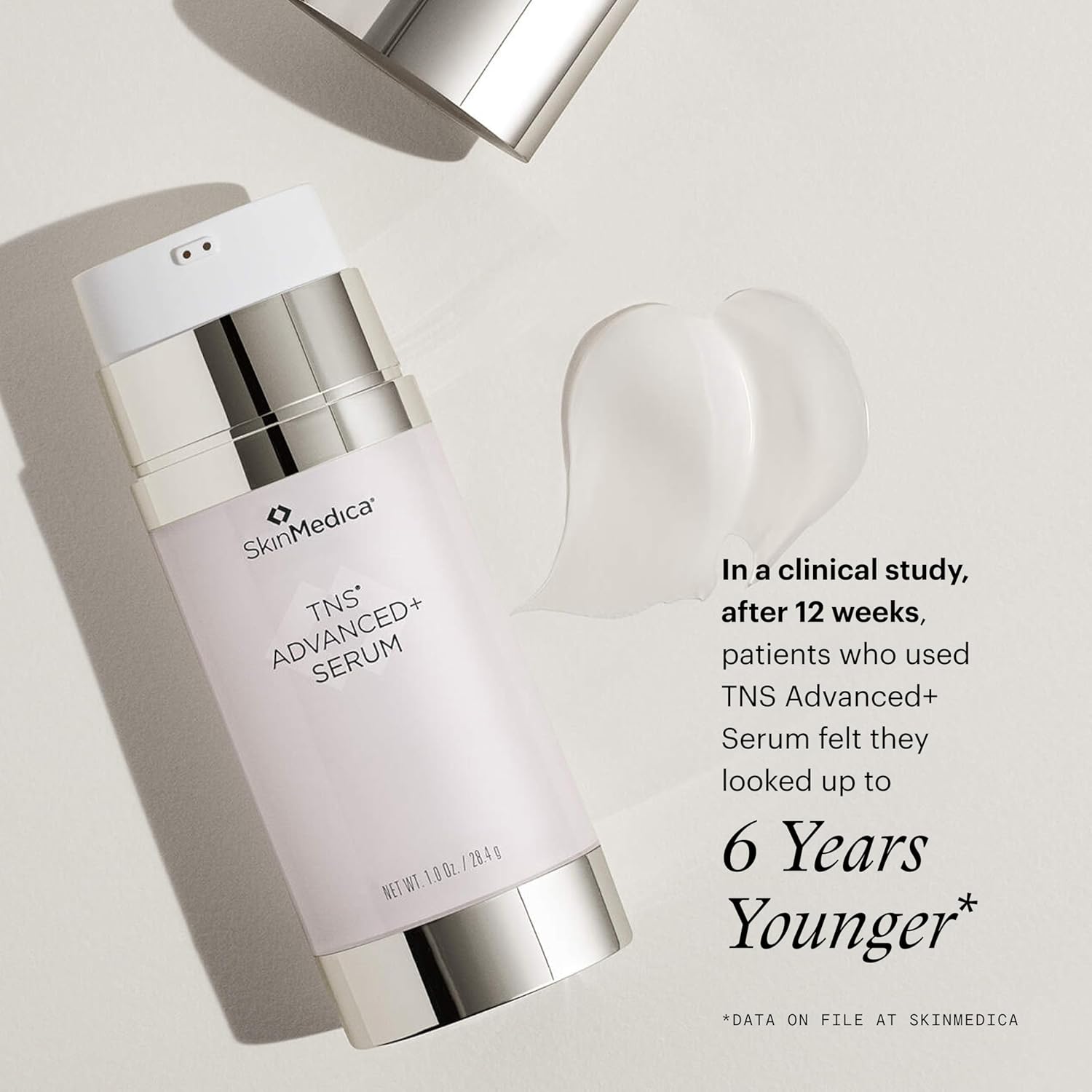 Highlights the product's ability to make users look significantly younger, based on clinical study results.
