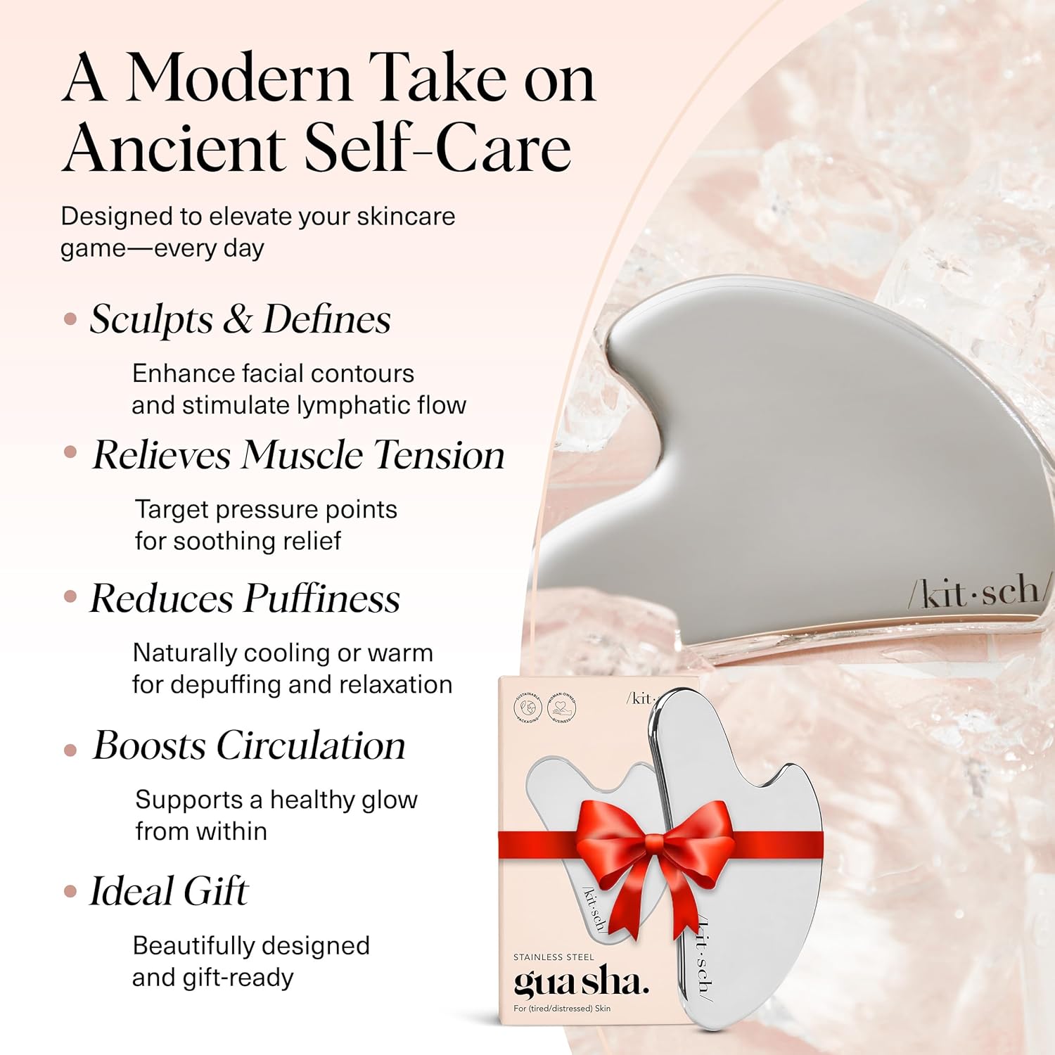 Kitsch Stainless Steel Gua Sha Facial Tools: Infographics