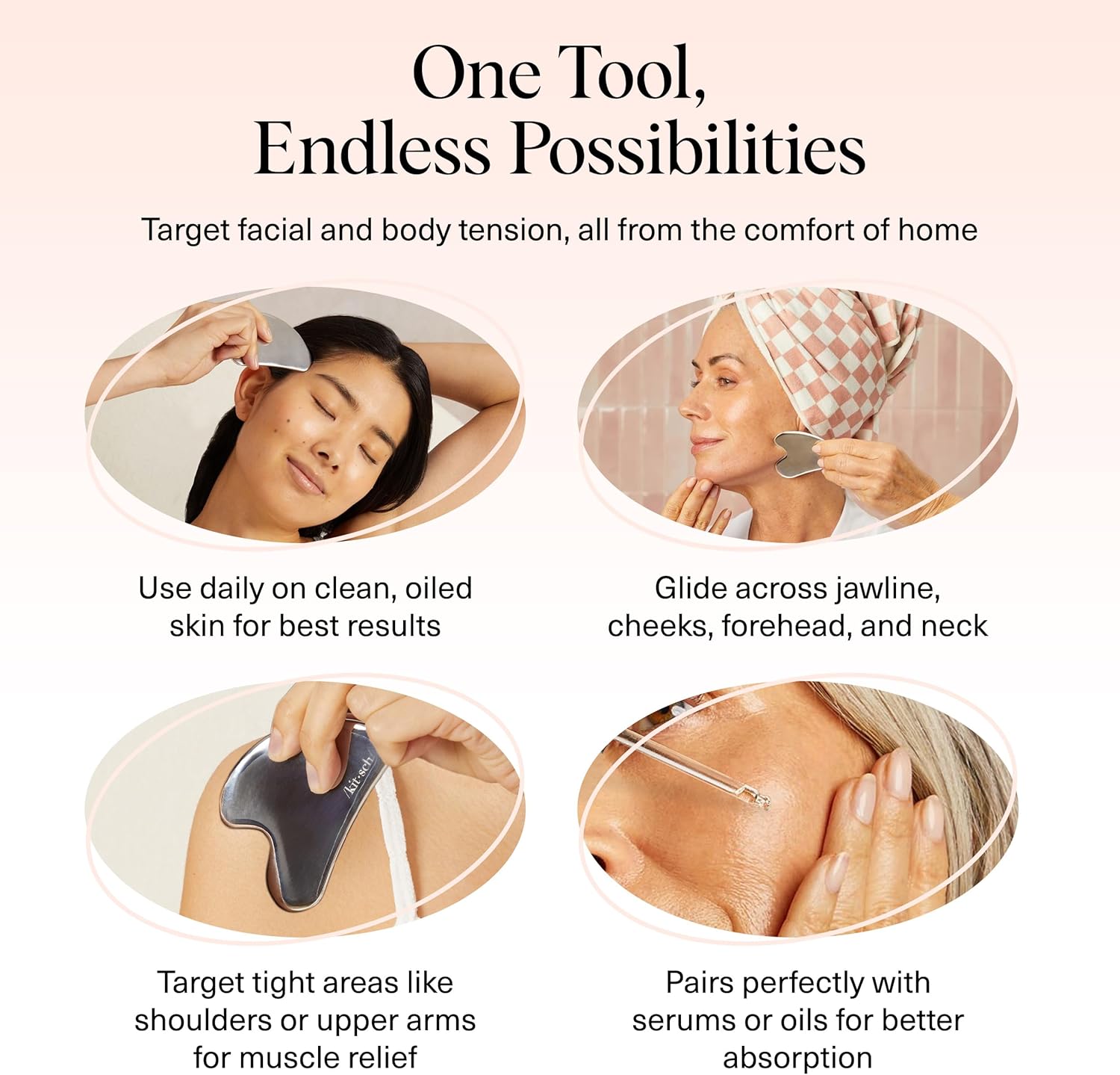 Kitsch Stainless Steel Gua Sha Facial Tools: Infographics