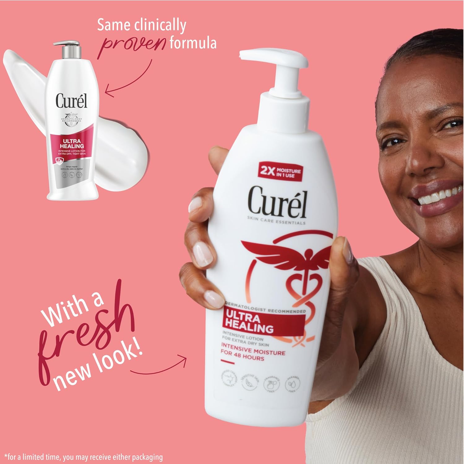Highlights that the product has a new look but maintains the same clinically proven formula, reassuring customers of consistent quality.