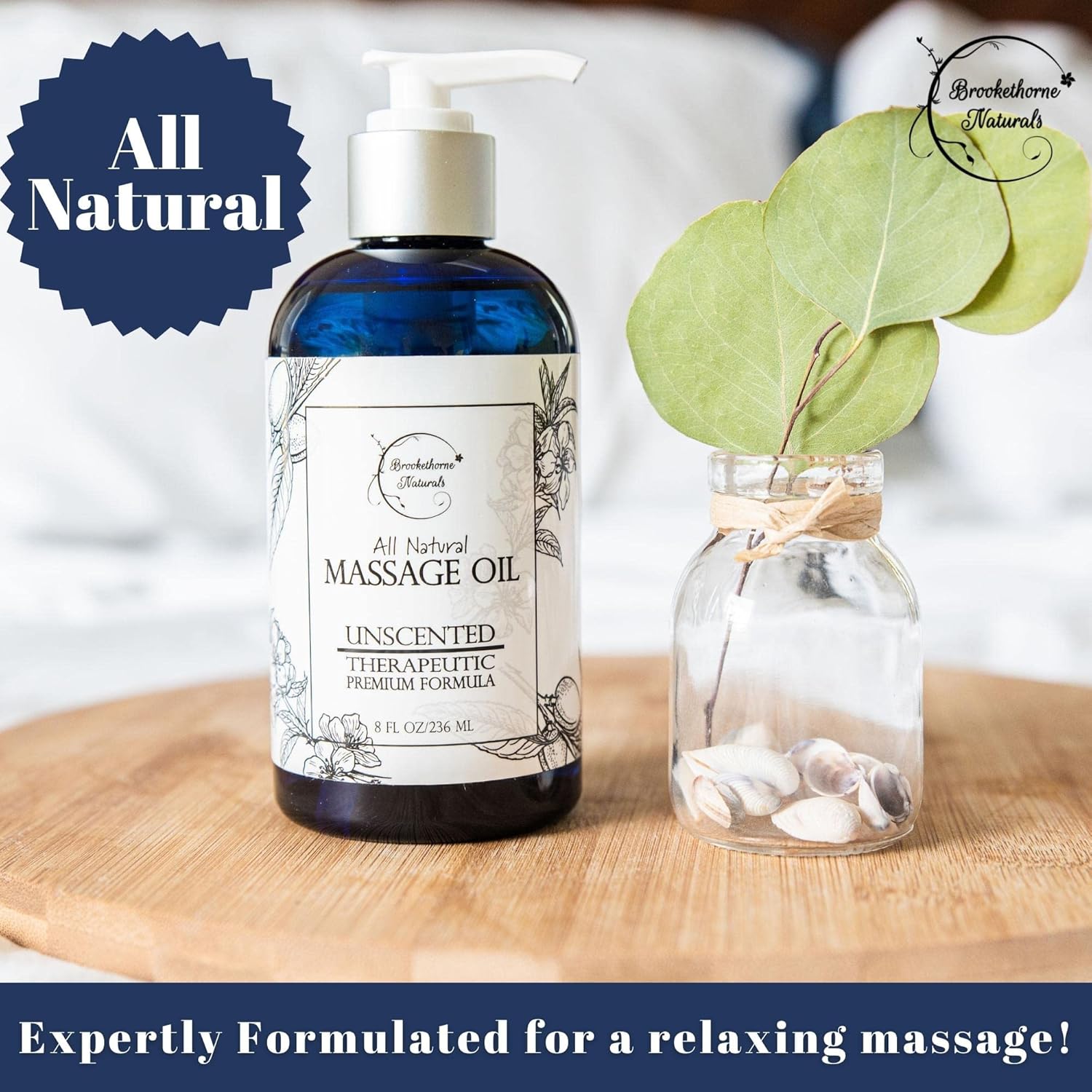 Emphasizes that the massage oil is made with all-natural ingredients, appealing to health-conscious consumers seeking natural products.