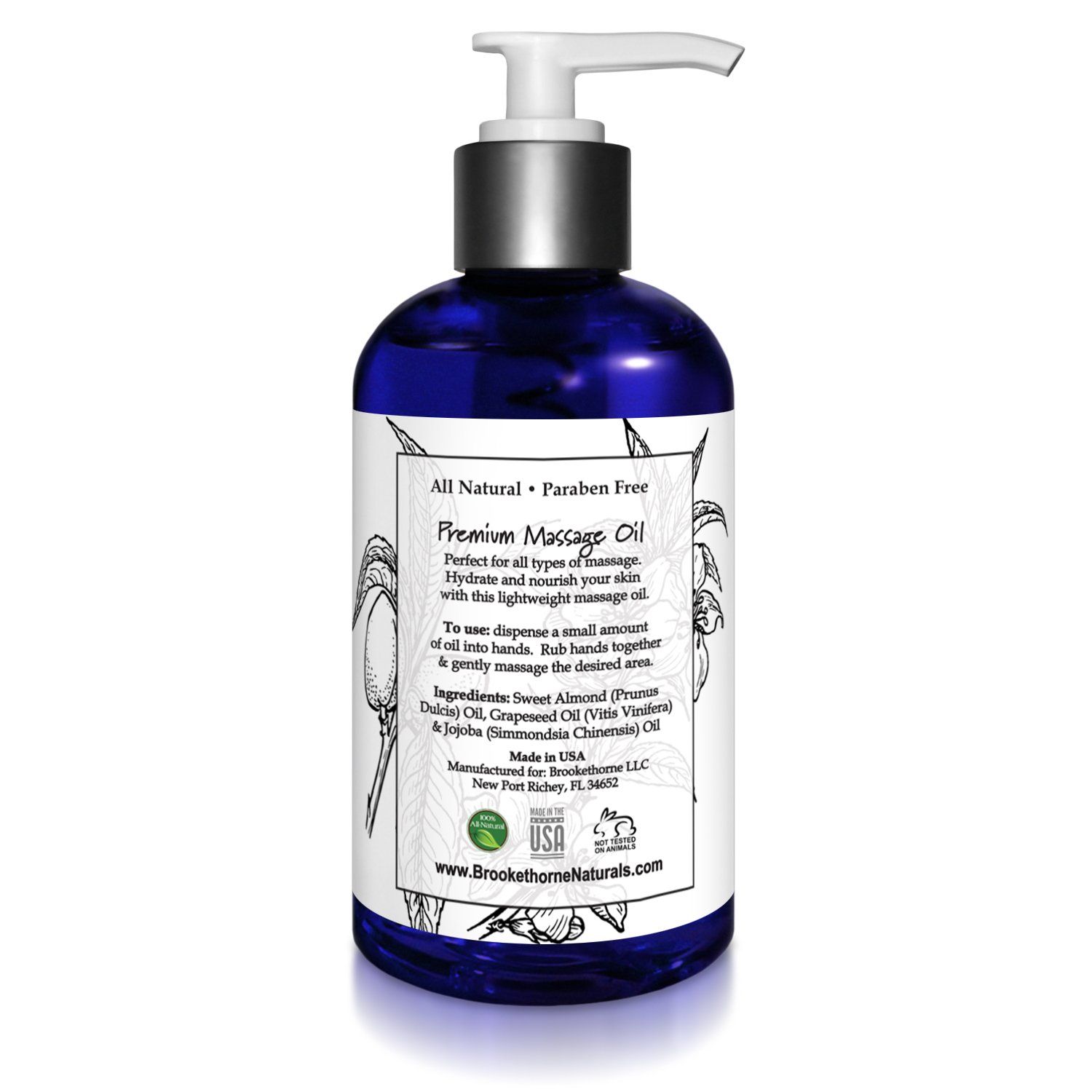 Highlights the product's natural and paraben-free composition to appeal to health-conscious consumers seeking safe, non-toxic massage oils.