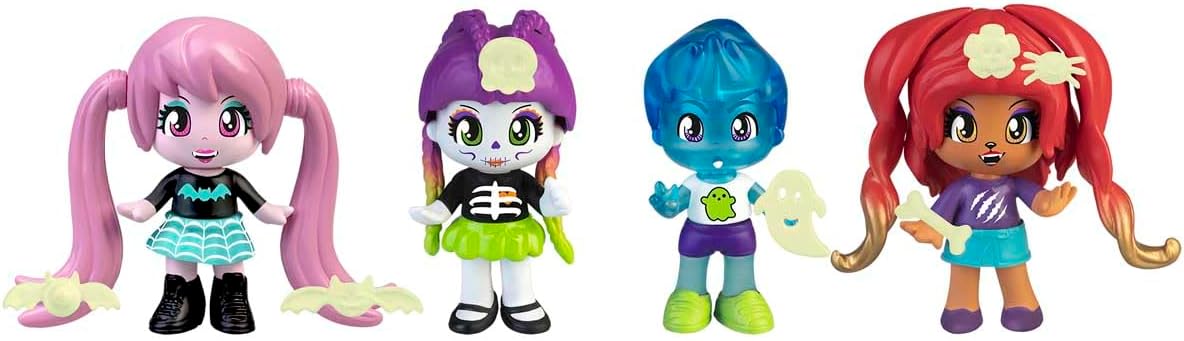 Shows the full set of character figurines included in the product, allowing shoppers to see the variety and designs available.