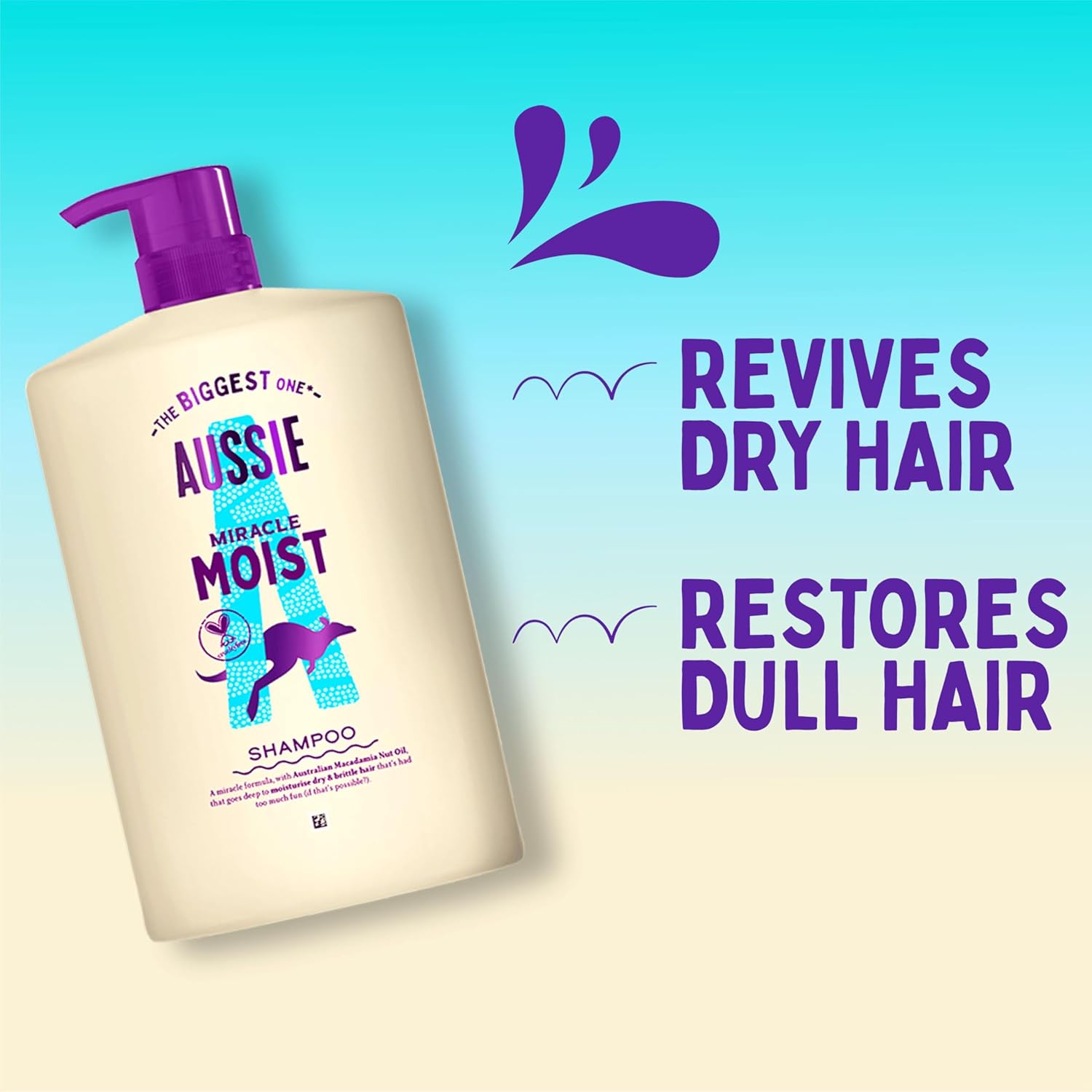 Highlights the product's ability to revive dry hair and restore dull hair, emphasizing its moisturizing properties.