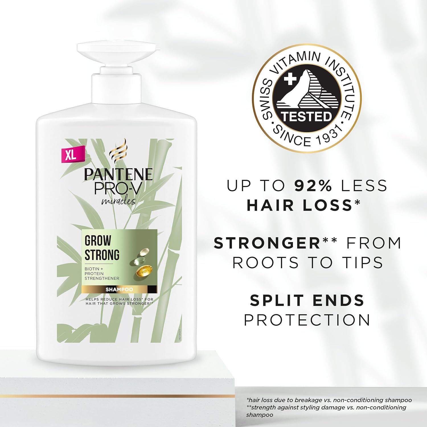Highlights multiple benefits of the shampoo to convince shoppers it will improve their hair health and strength. Builds trust by showing the product has been tested by a reputable institute since…