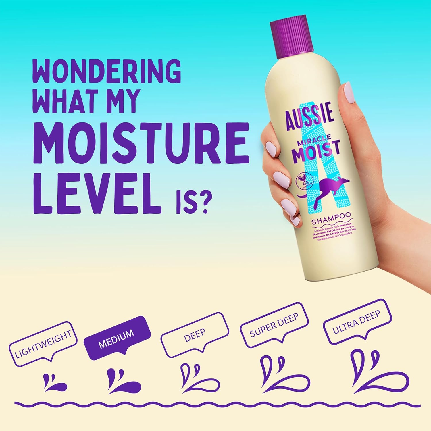 Guides customers in selecting the right moisture level for their hair needs, helping them choose the appropriate product variant.
