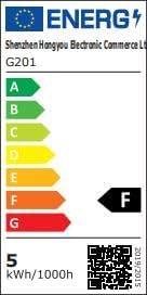 Displays the product's energy efficiency rating to inform consumers about its power consumption and environmental impact.