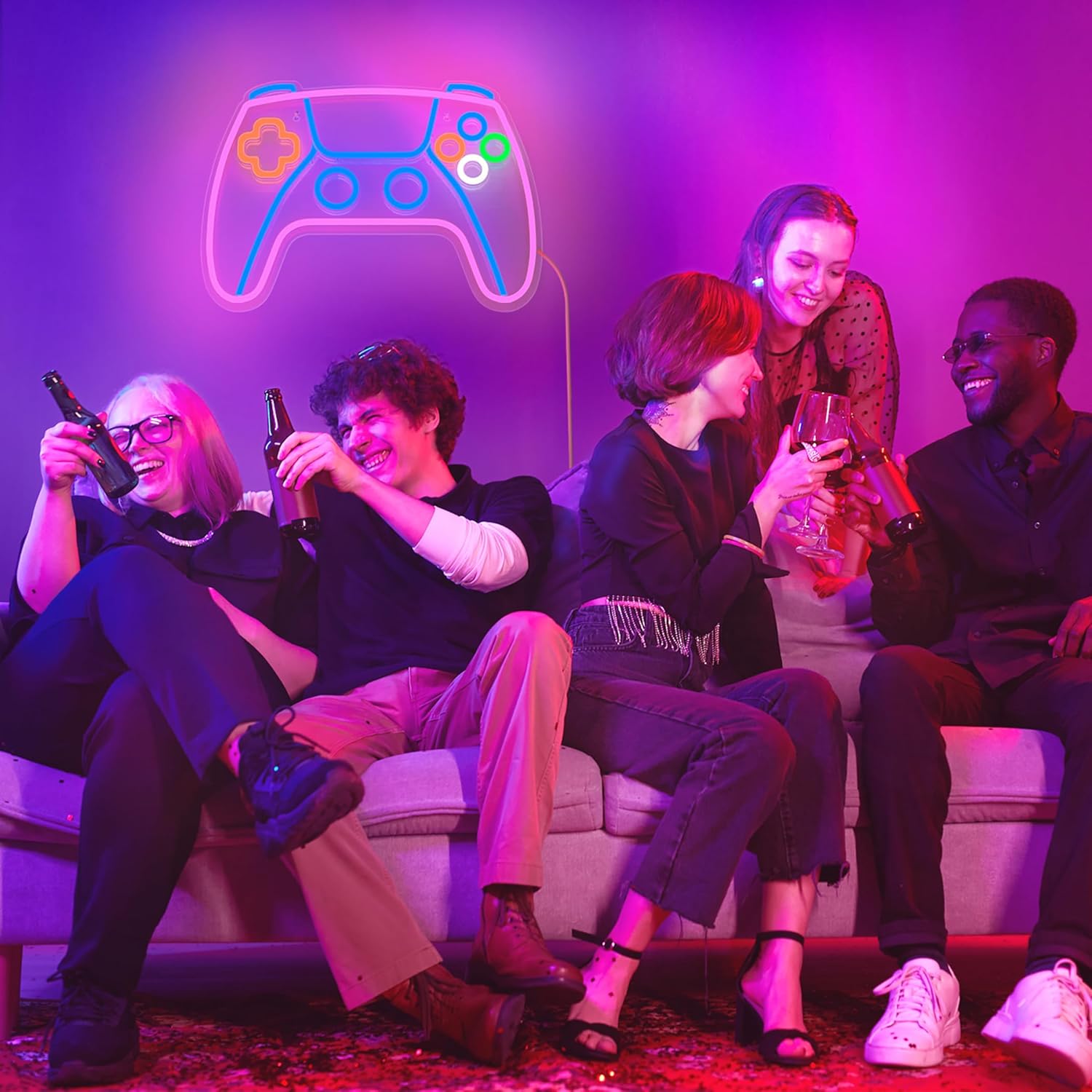 Showcases the social aspect of gaming, demonstrating how the product brings people together for fun and entertainment.