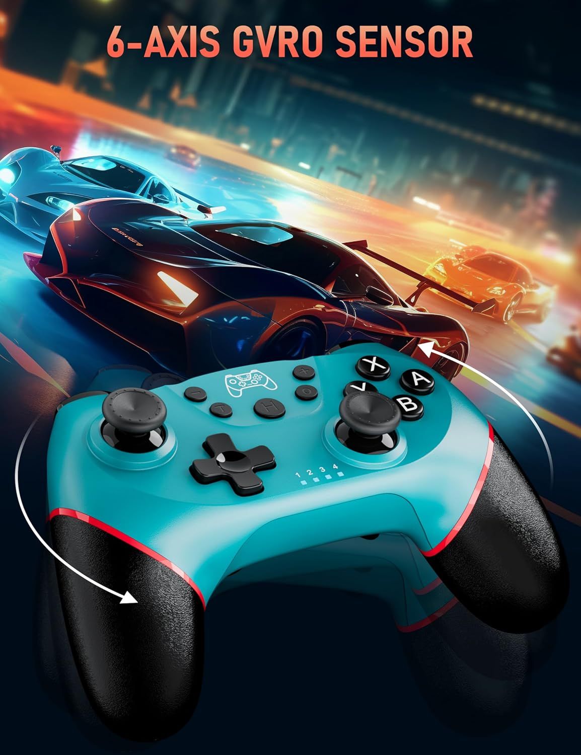 Highlights the gaming controller's advanced motion sensing capability to enhance gameplay precision and responsiveness.