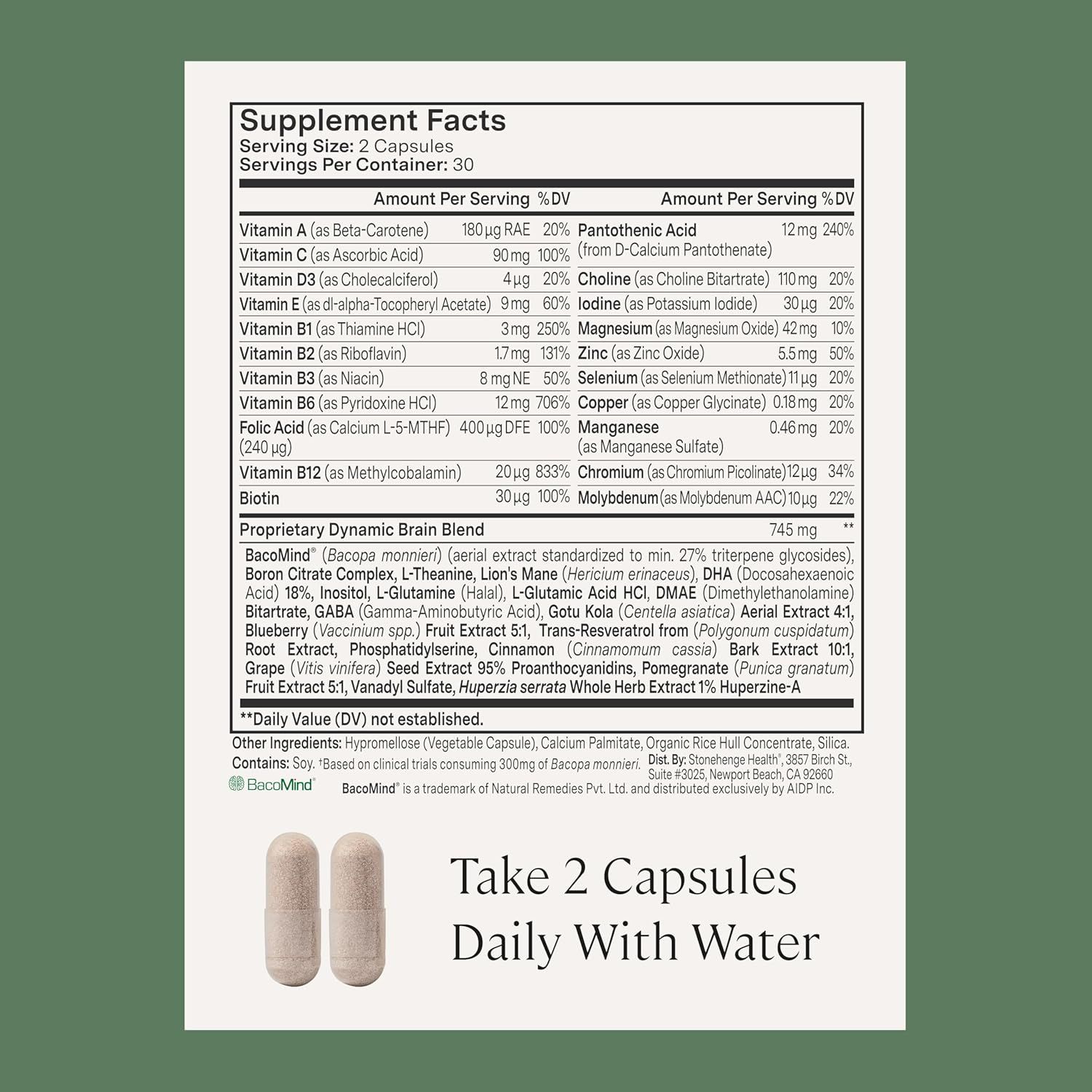 Provides detailed nutritional information and ingredient breakdown to inform customers about the product's composition and dosage.